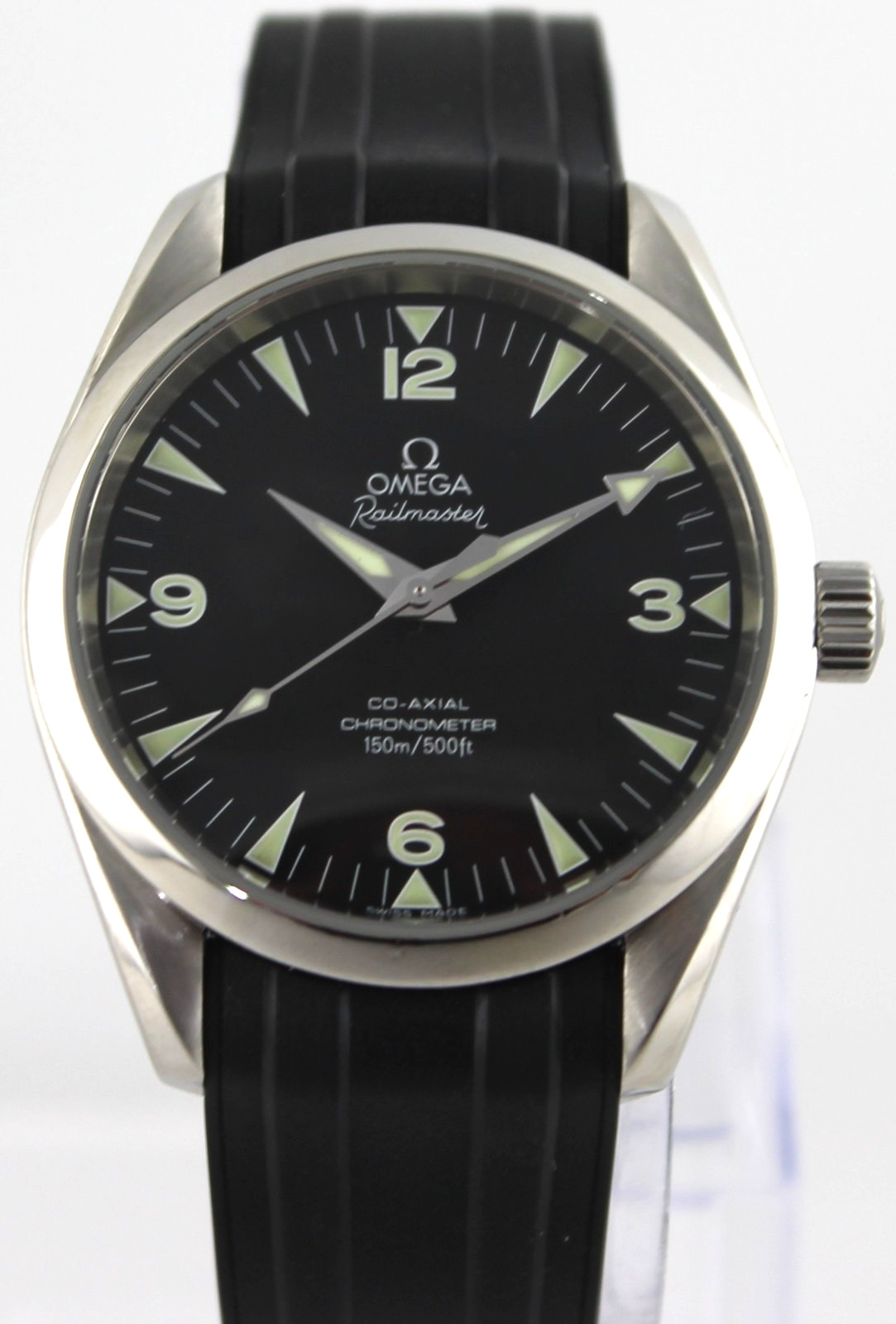 OMEGA AQUA TERRA RAILMASTER 2503.52 AUTOMATIC CO-AXIAL STEEL BLACK RUBBER WATCH
