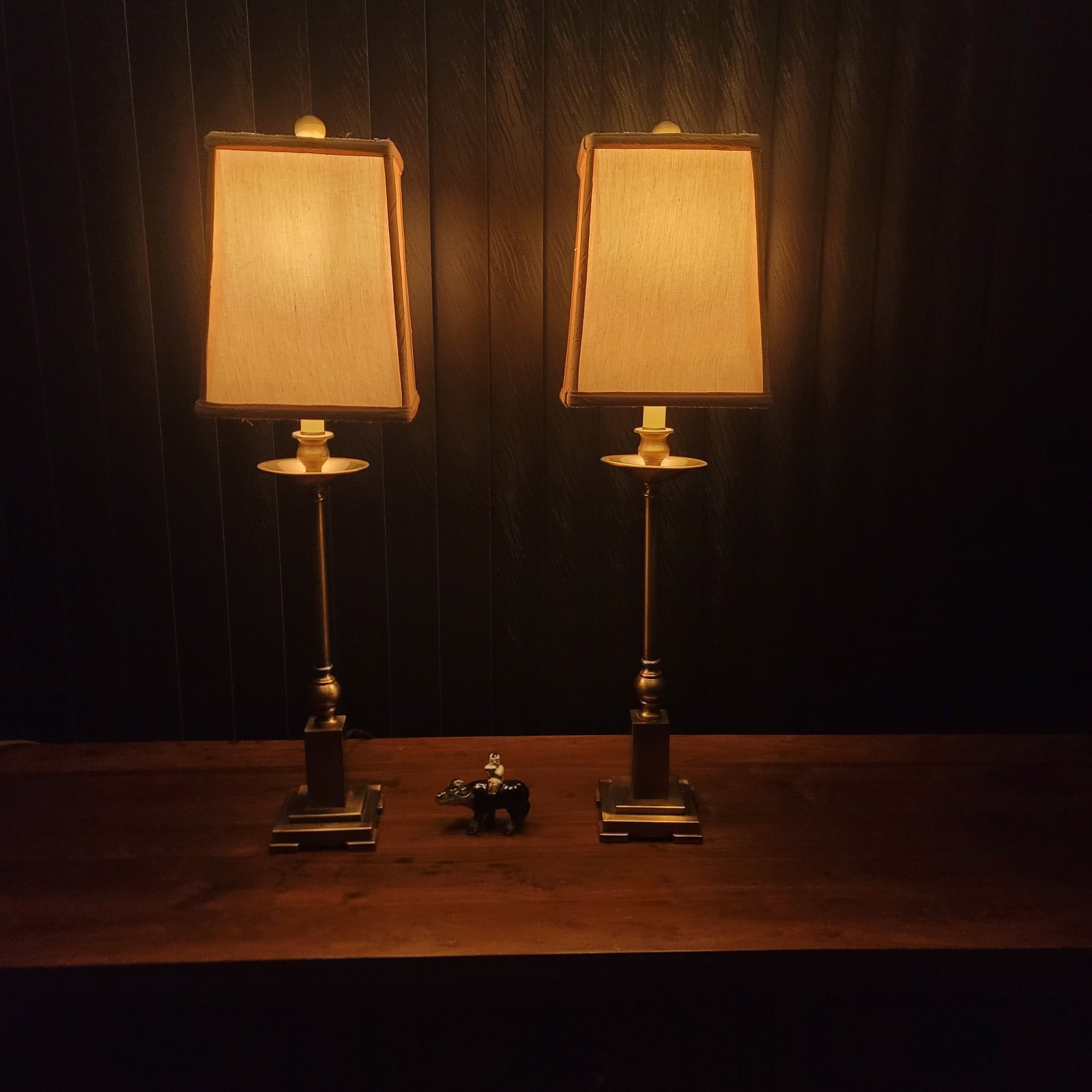 Solid Bronze-finish Metal Pair Uttermost Lowell Buffet Table Lamps