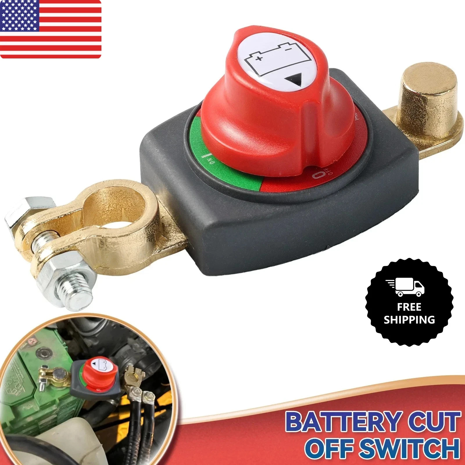 Battery Disconnect & Top Post Kill Switch 12V-48V Heavy Duty Shut Off For Car RV