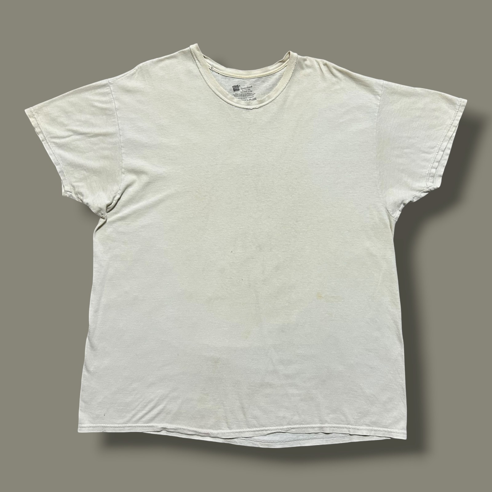 Vtg Plain White Tee Thrashed Distressed Short Sleeve Blank y2k 02 XL
