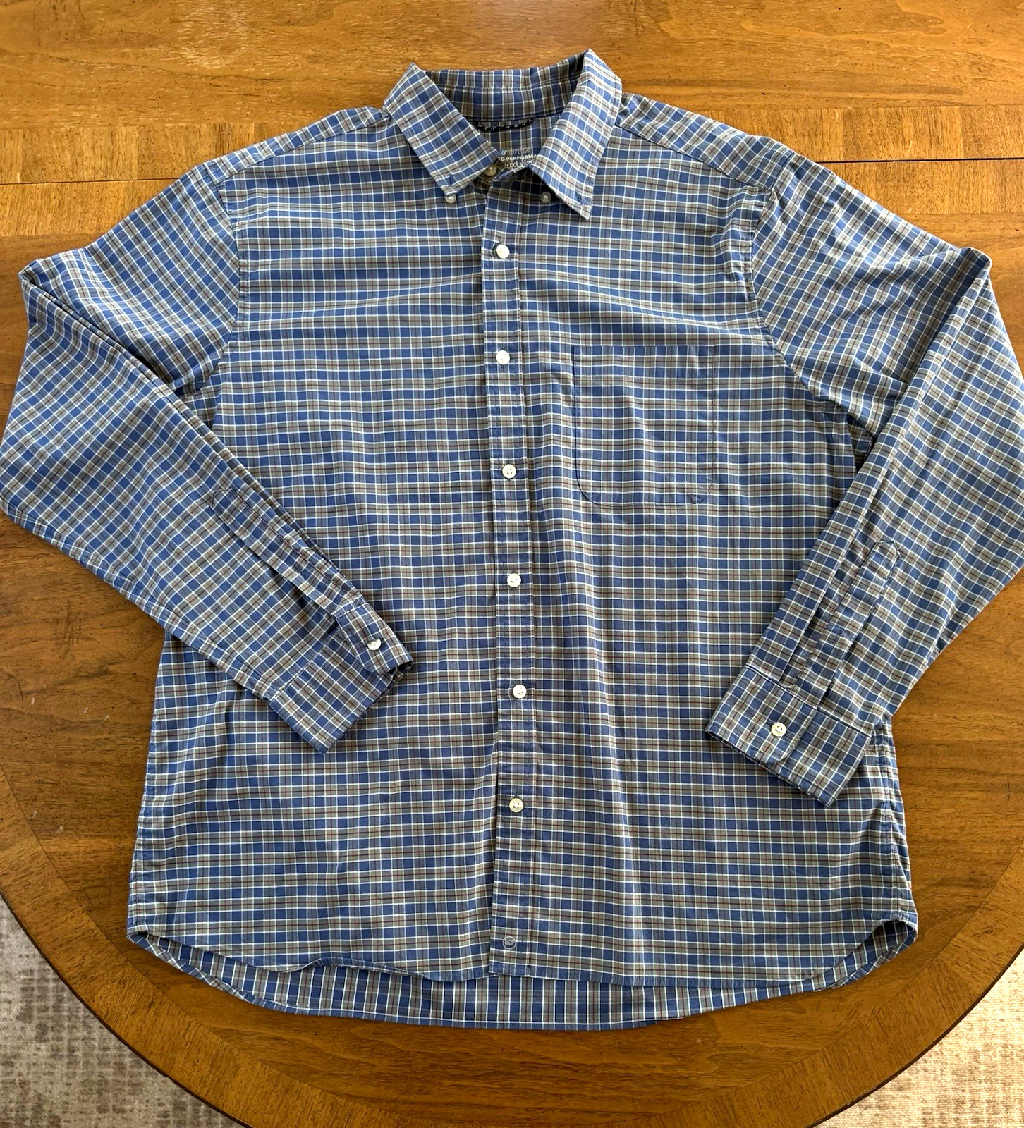 Vineyard Vines OTG Performance Fit Blue Plaid brrr° Shirt XL 30/31