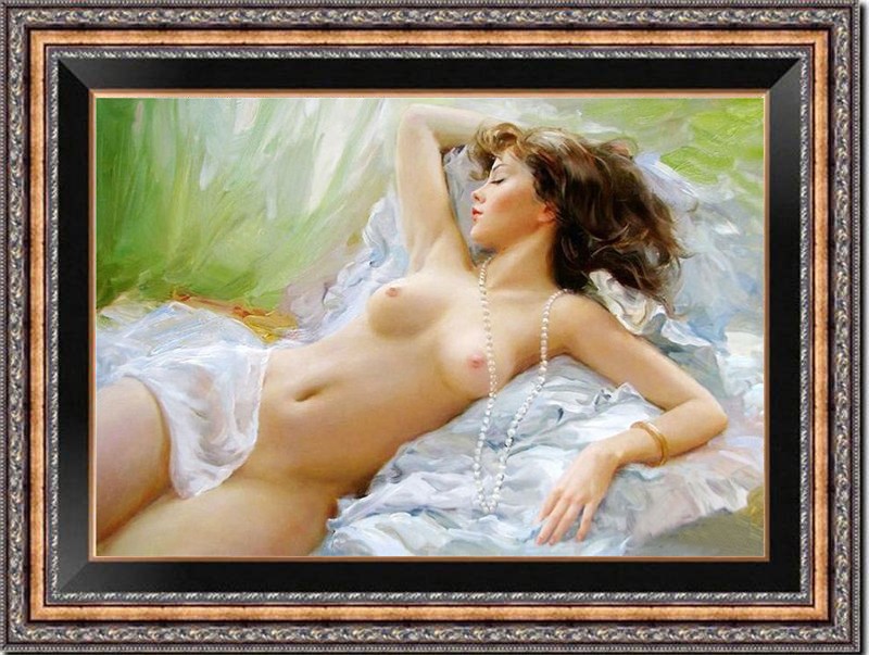 Original Hand Painted Oil Painting Reclining Female Nude Figure Wall Art Canvas