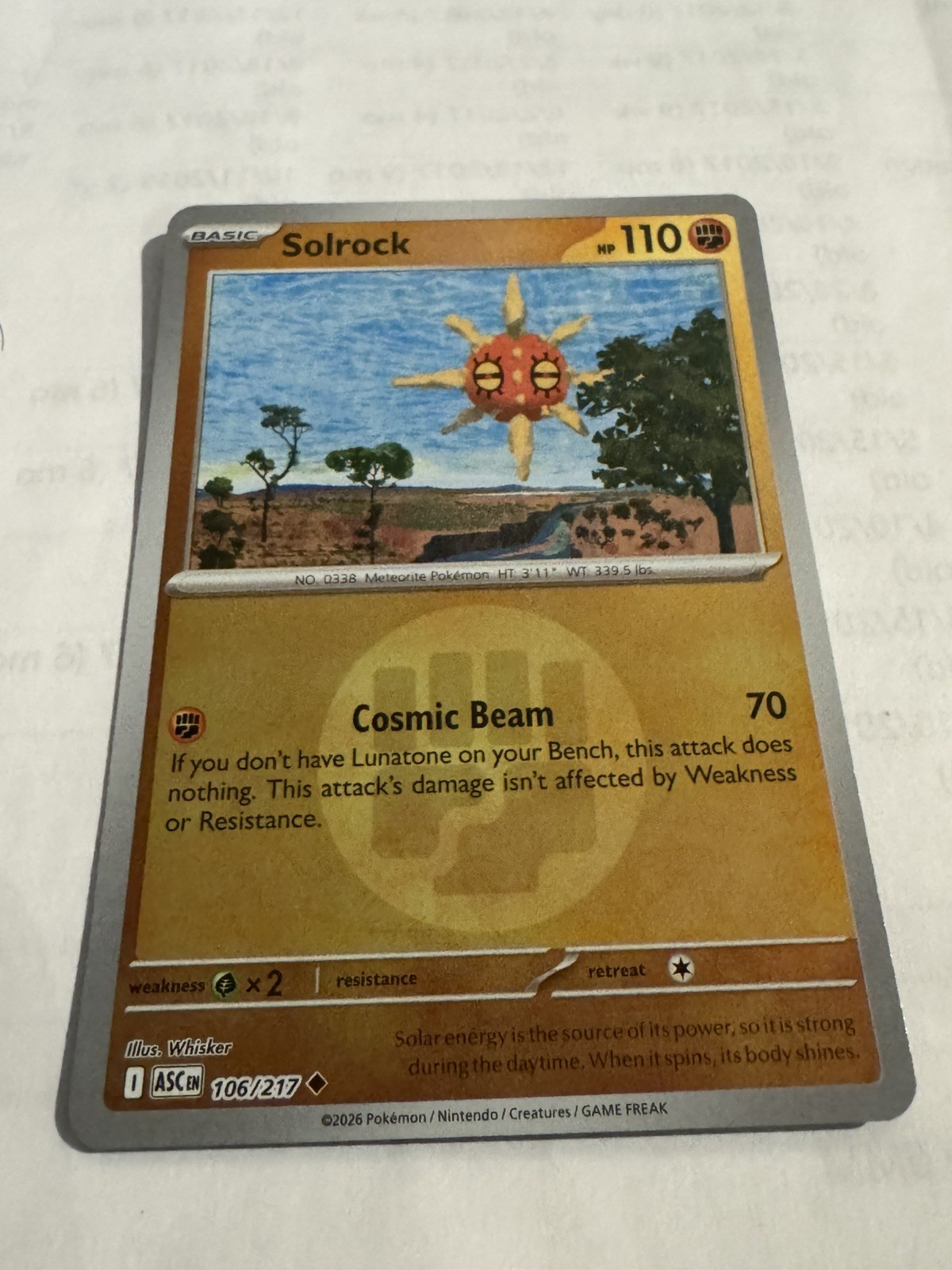 Solrock (Energy Symbol Pattern) 106/217 Uncommon ME: Ascended Heroes Reverse Hol