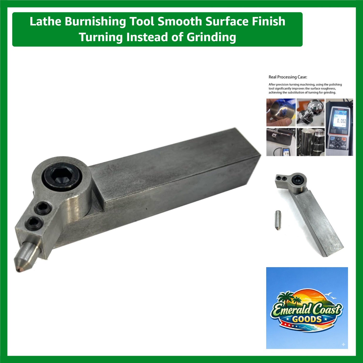 Diamond Tip Lathe Burnishing Tool for Ultra-Smooth Mirror Finish Metal Turning