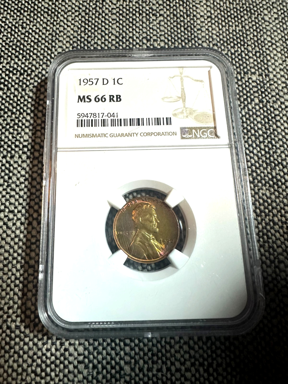 1957-D 1C MS 66 RB MONSTER TONNING 1957-D 1C MS 66 RB MONSTER TONNING