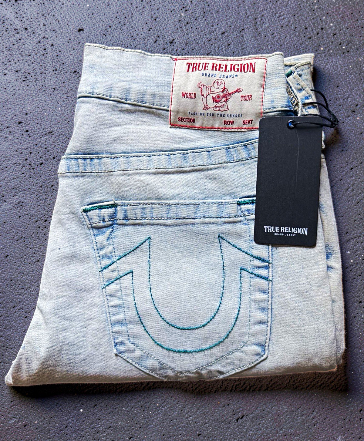Vintage True Religion Ricky Mens Light Blue Light Wash Straight Fit Denim Jeans