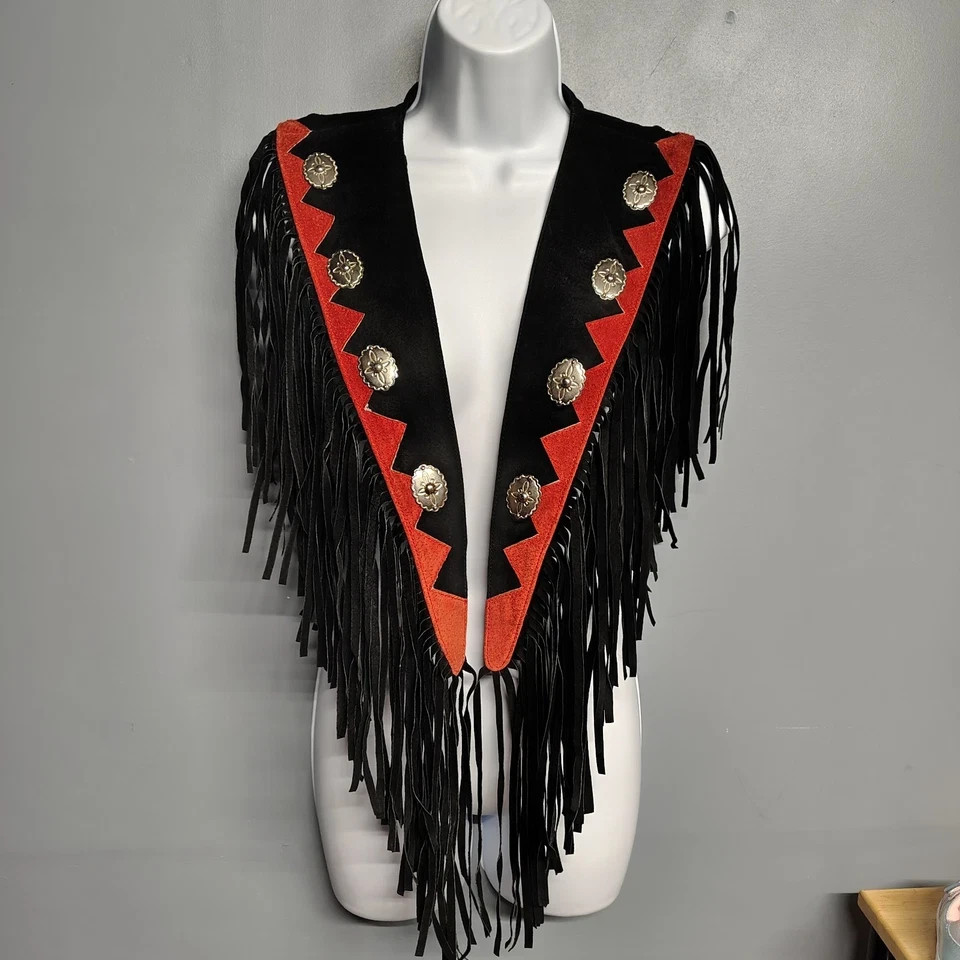 Black Leather Fringe Shawl | Western Cowgirl Shoulder Wrap | Boho Fringe Cape 