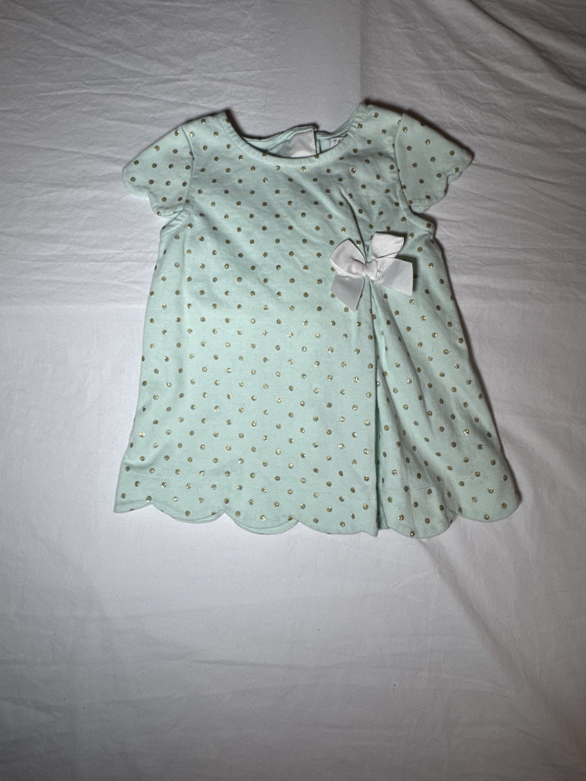 Mint Green Dress with Gold Polka Dots Toddler Girls Size 2T