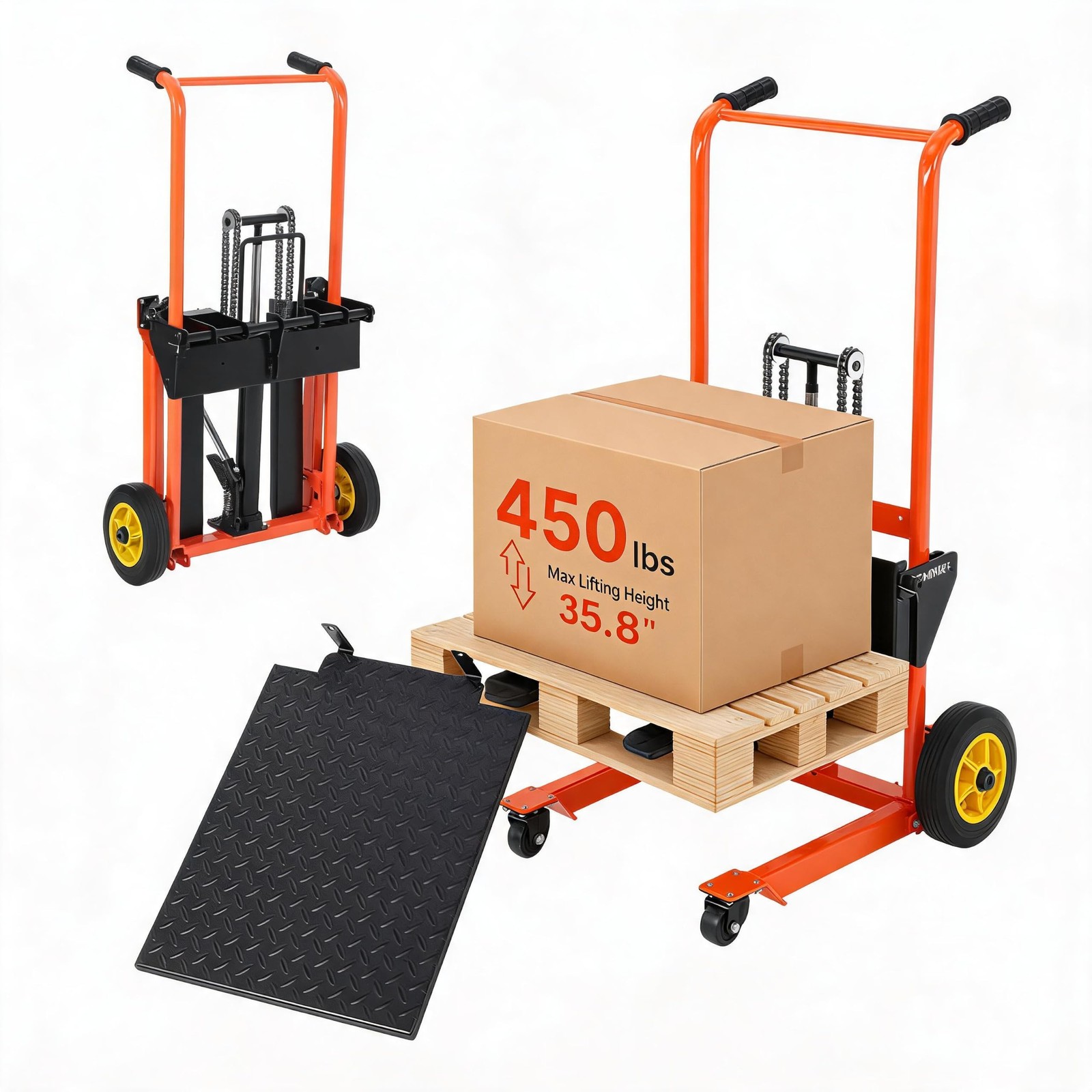 Adjustable Foldable Hydraulic Lift Stacker 450lbs 35.8\