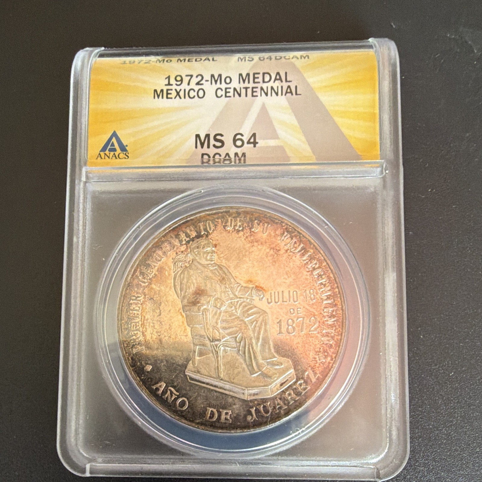ANACS MS64 DCAM 1972-Mo Mexico Centennial Silver Medal ANACS MS64 DCAM 1972-Mo Mexico Centennial Silver Medal