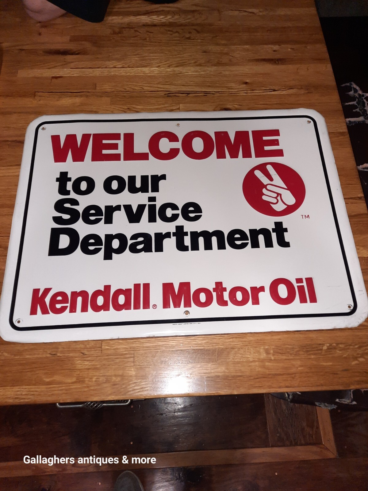 Vintage Kendall Motor Oils Tin Sign WELCOME TO OUR SERVICE DEPARTMENT Embossed Vintage Kendall Motor Oils Tin Sign WELCOME TO OUR SERVICE DEPARTMENT Embossed