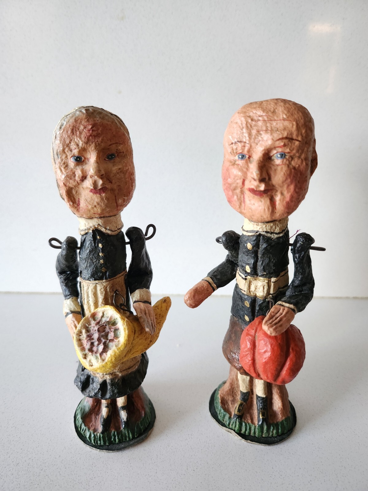 PoliWoggs RARE Vintage 1990s Folk Art Collectables Thanksgiving Harvest Couple 