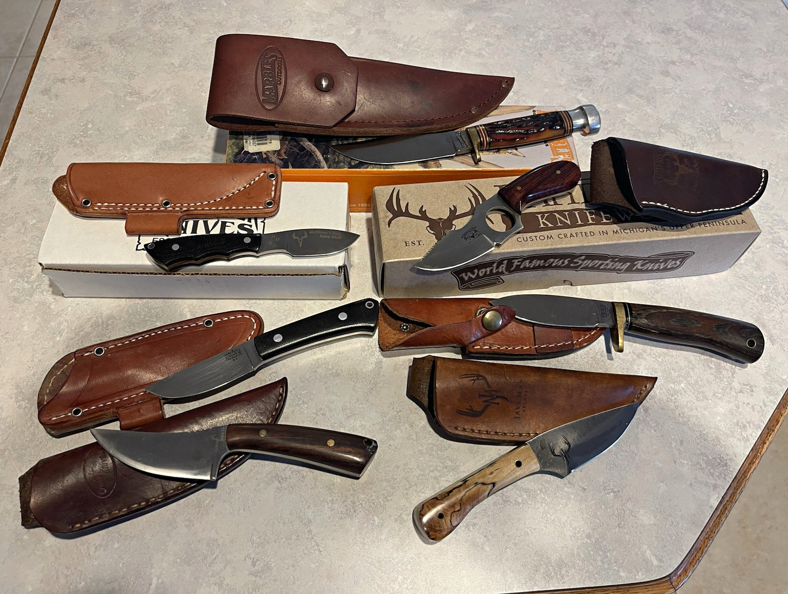 Rapid River Hunting Fixed Blade Knife 3-3.49in Drop Point, Wood, Sheath Rapid River Hunting Fixed Blade Knife 3-3.49in Drop Point, Wood, Sheath