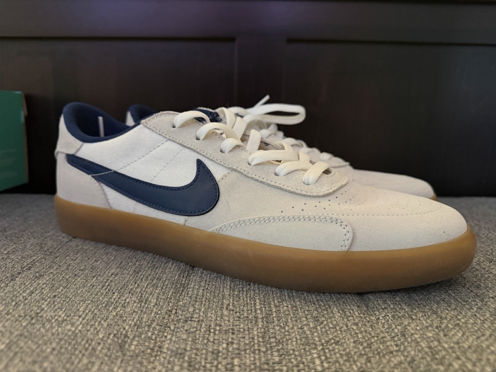 Nike SB Heritage Vulc Skateboarding Shoes Men White/Navy Blue, CD5010-102
