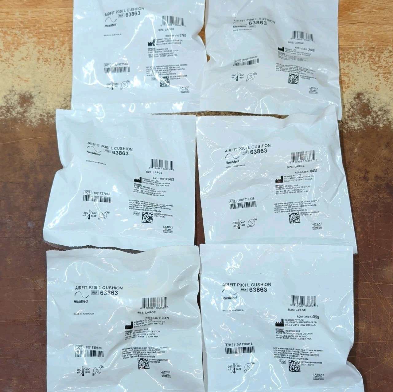 6 New ResMed AirFit P30i L Cushion 63863 Size LARGE Sealed 6 New ResMed AirFit P30i L Cushion 63863 Size LARGE Sealed