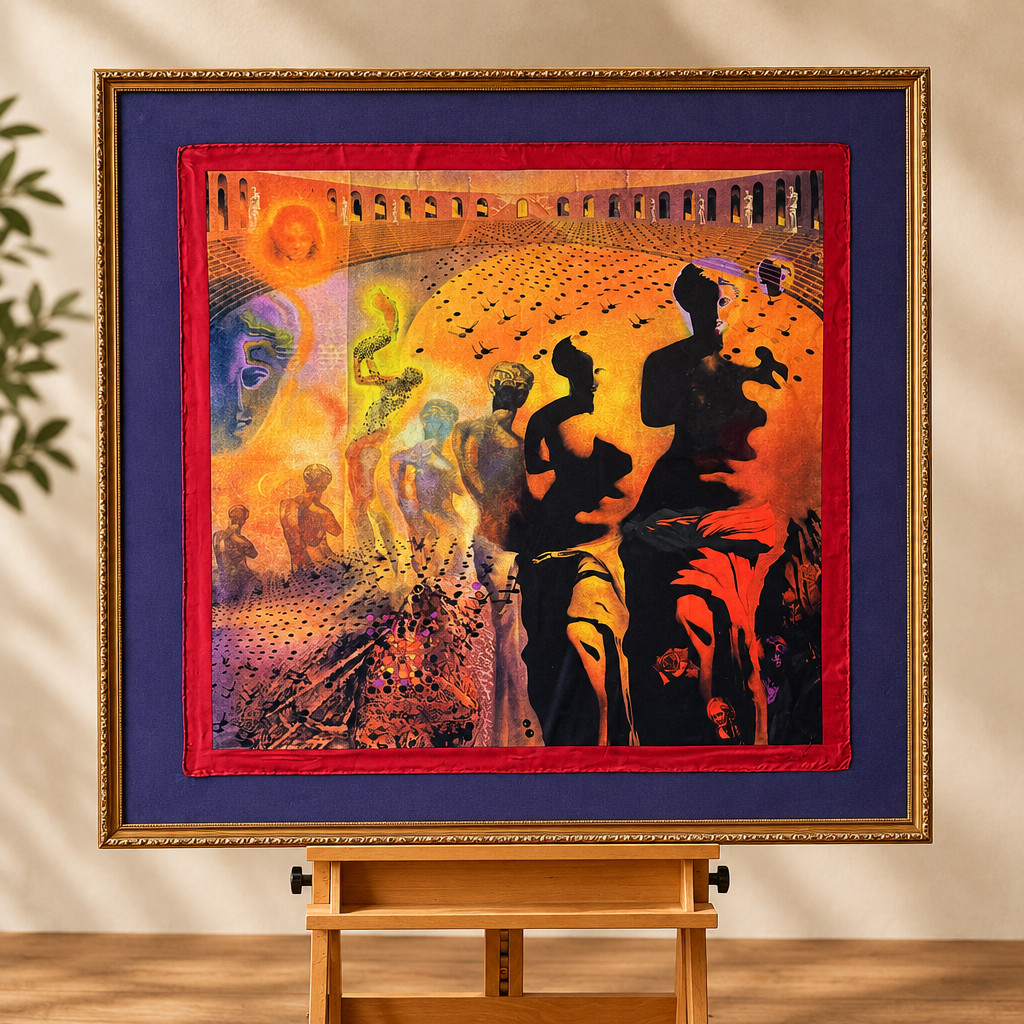 Vintage 1996 Salvador Dalí Museum “Hallucinogenic Toreador” Framed Scarf