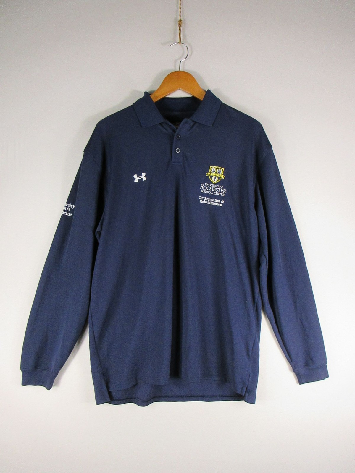 Under Armour Polo Mens Large Navy Long Sleeve University of Rochester Logo Under Armour Polo Mens Large Navy Long Sleeve University of Rochester Logo