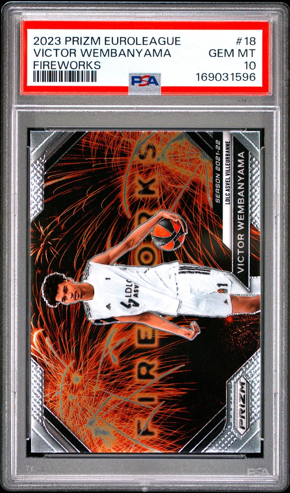 PSA 10 2023 Prizm Euroleague Prizm Fireworks Victor Wembanyama #18 RC POP/6👽 PSA 10 2023 Prizm Euroleague Prizm Fireworks Victor Wembanyama #18 RC POP/6👽