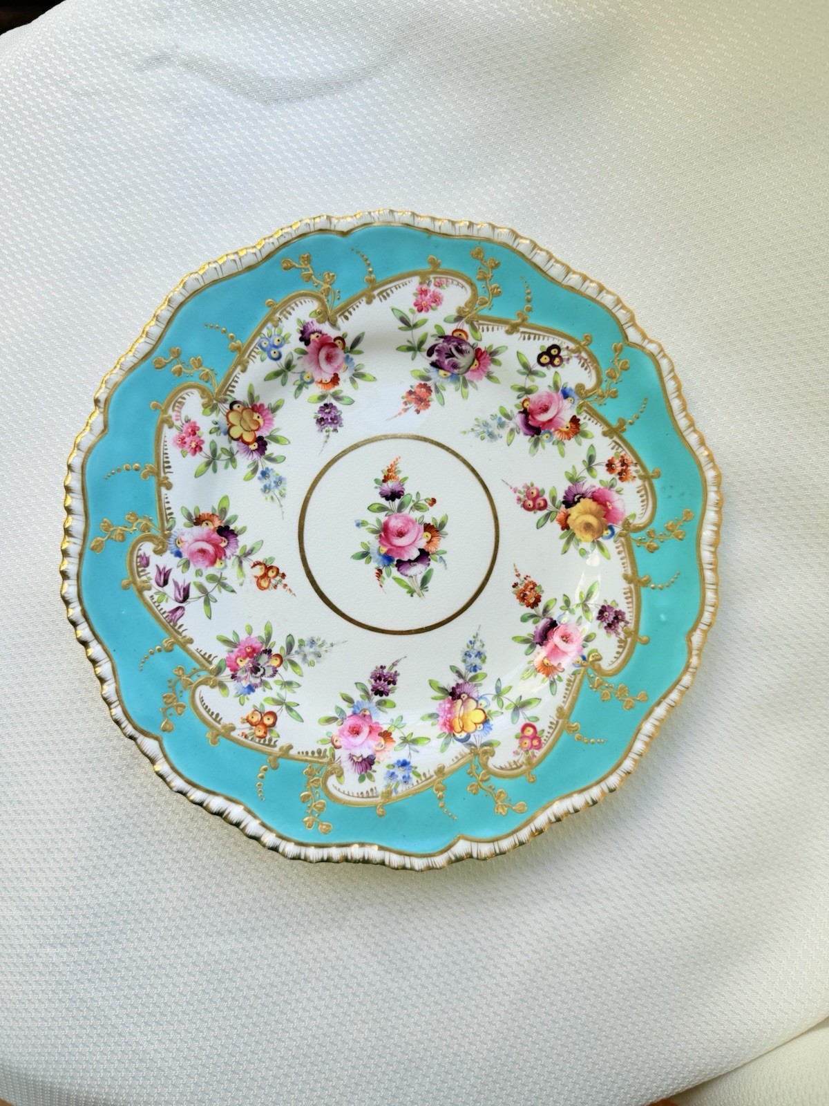 Minton? Coalport? Royal Worcester? Style Cabinet Plate Turquoise 