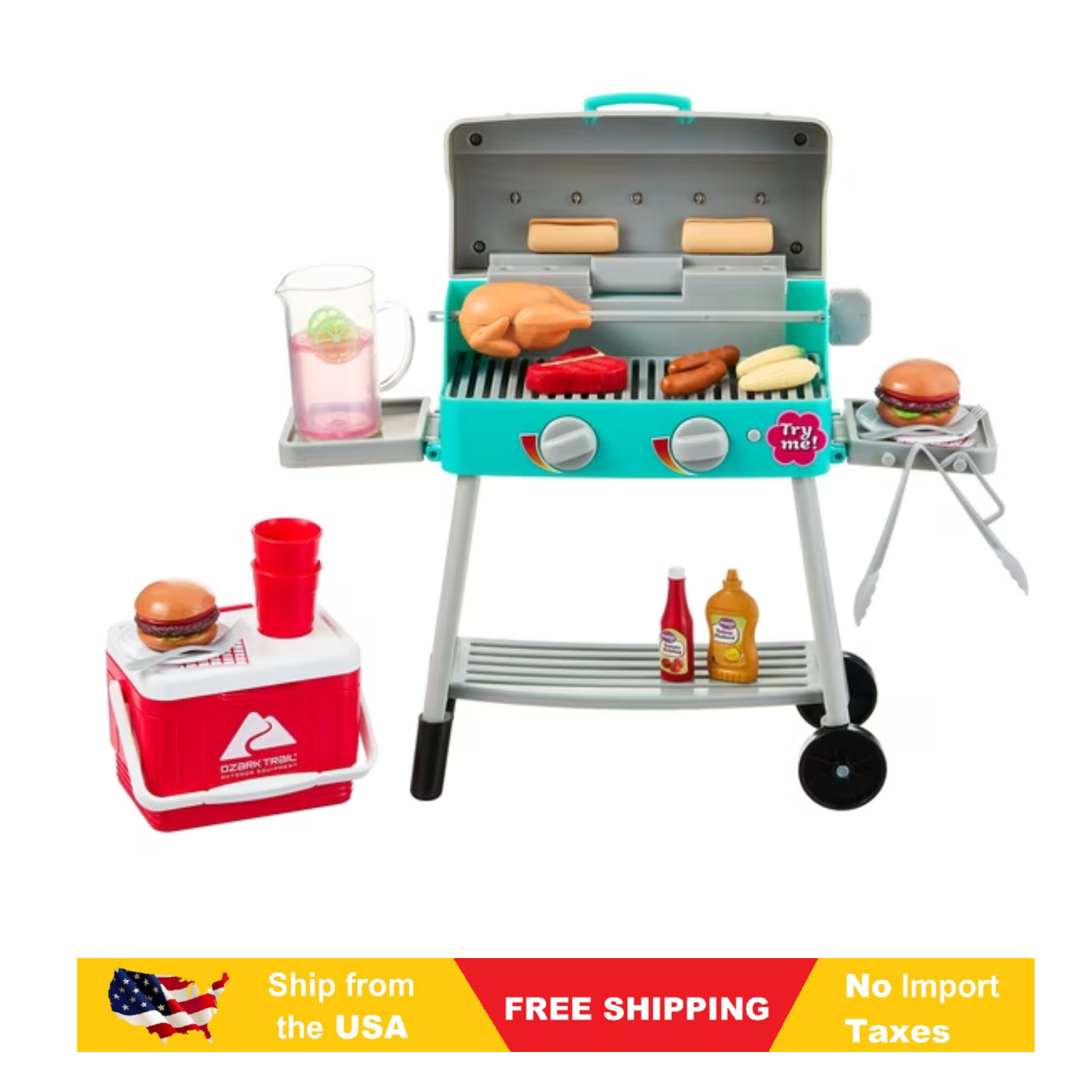 My Life As BBQ Grill Play Set for 18-Inch Dolls, 27 Pieces
