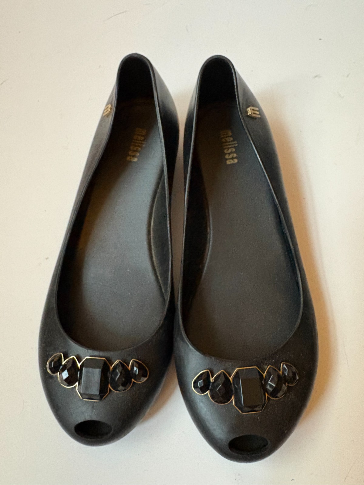 Melissa onyx jeweled peep toe ballet flat Melissa onyx jeweled peep toe ballet flat