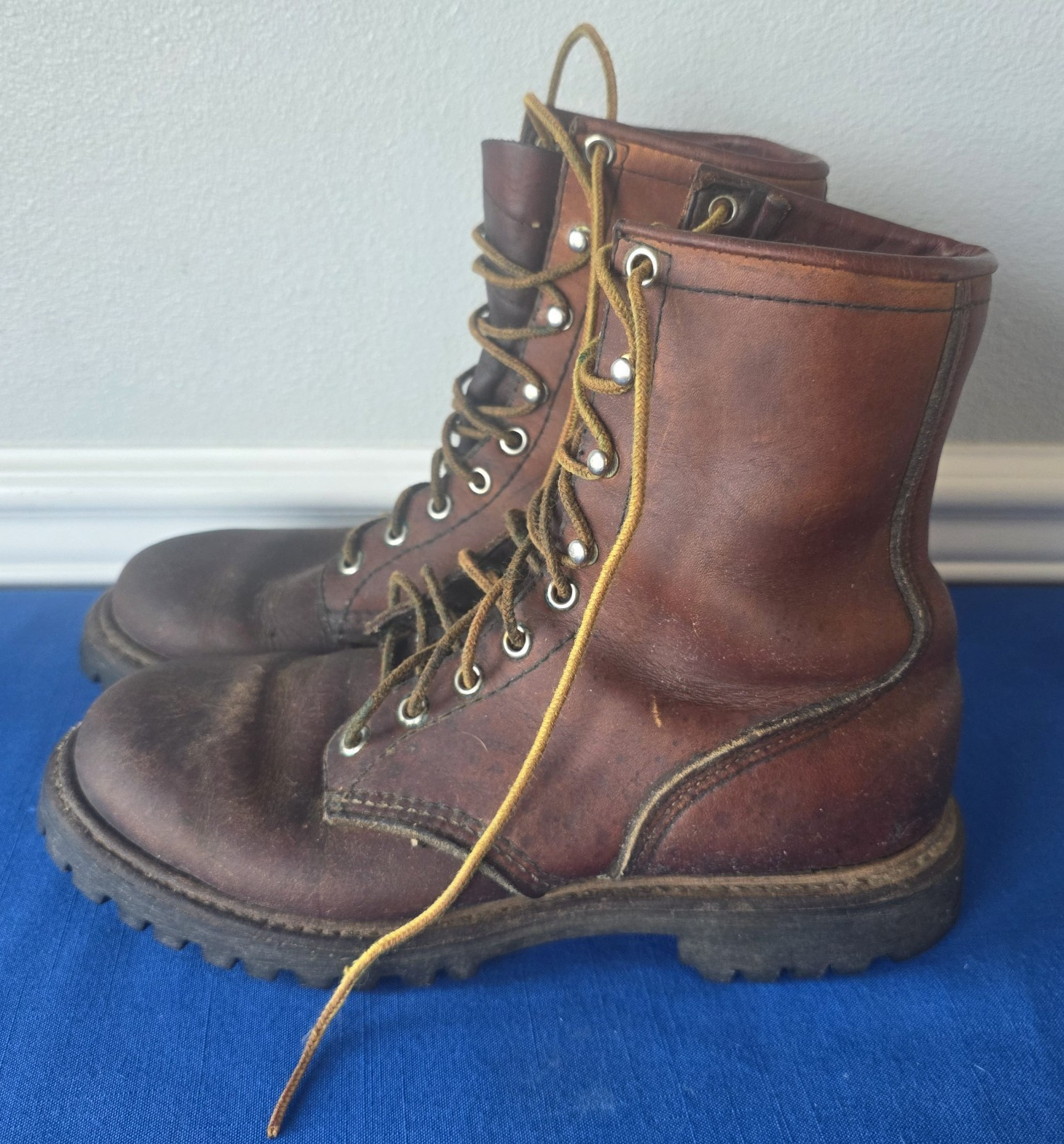 VTG 1960s Red Wing Irish Setter 899 Logging Boots Russet Leather Vibram Sz 7 N