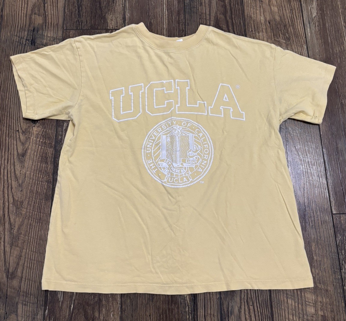 H&M UCLA Yellow and White T-shirt Women’s Size Medium, Cotton, College 