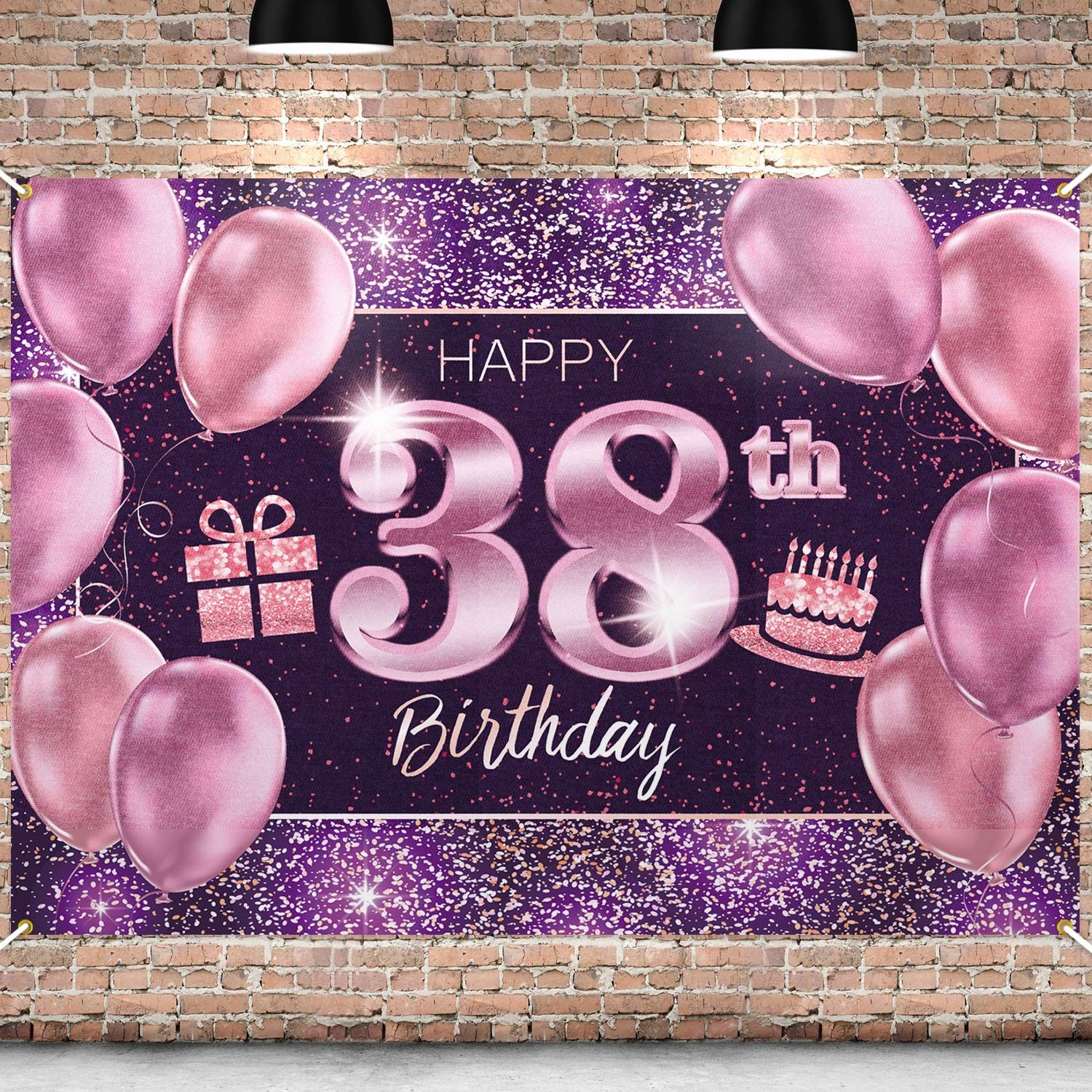 Happy 38th Birthday Banner Backdrop - 38 Birthday Party Decorations Supplies ...