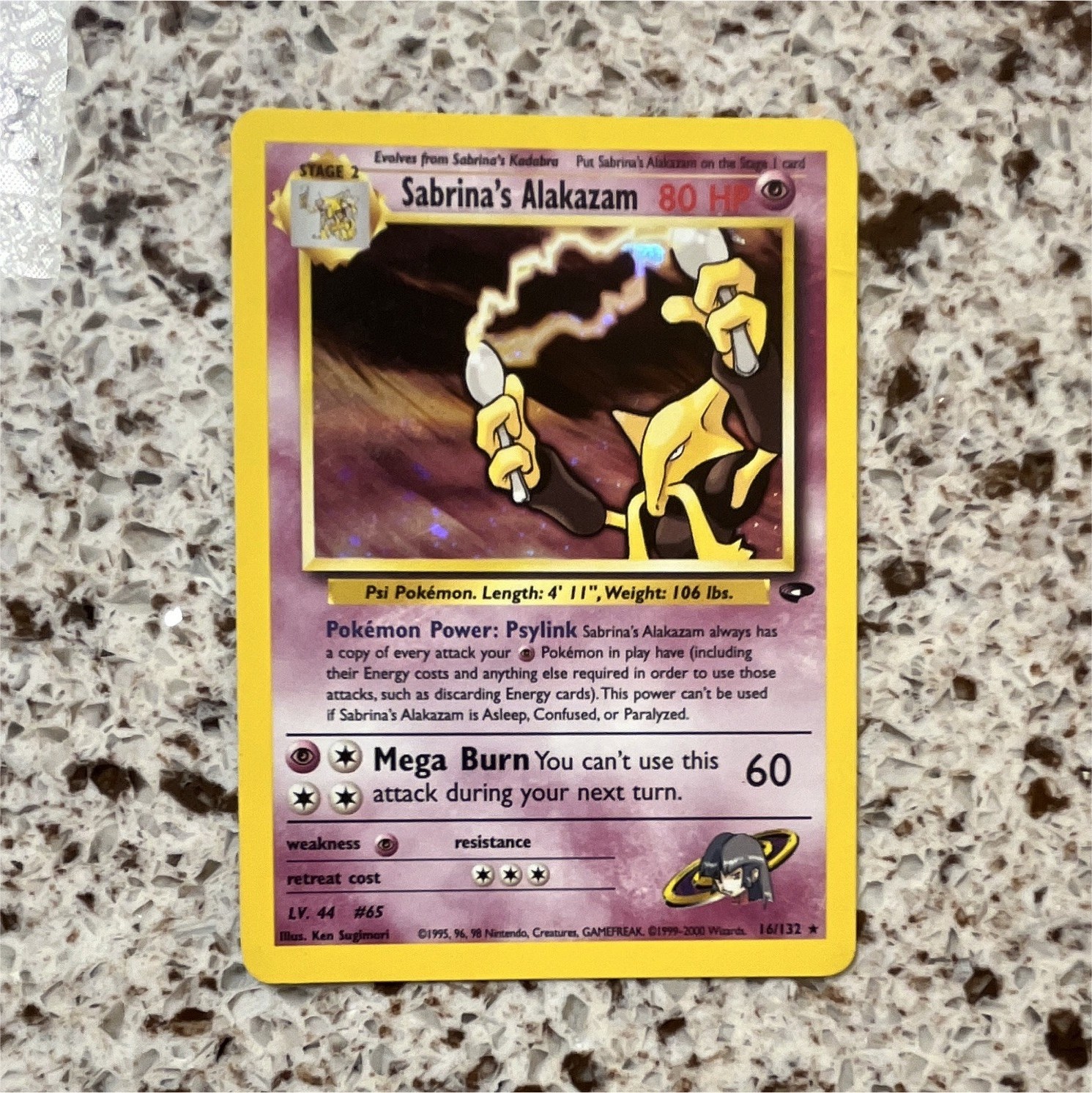 Sabrina’s Alakazam 16/132 Holo Rare Gym Challenge Unlimited MP 