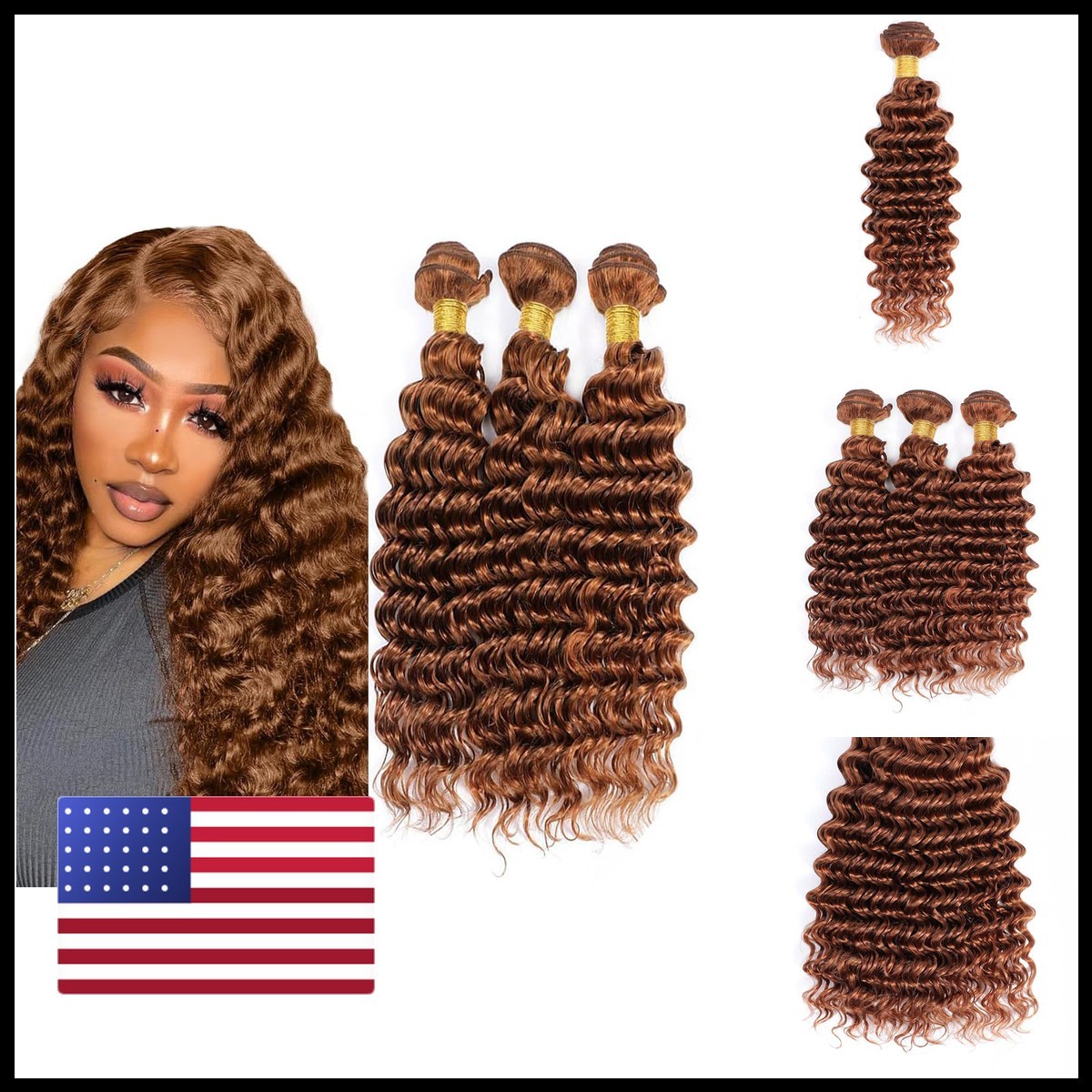 Leruikair Human Hair Bundles 22 24 26 Inch Deep Wave Chocolate Brown 30
