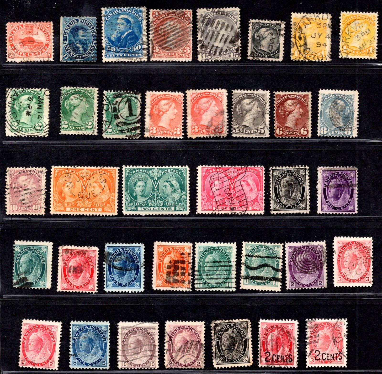 Canada 1859-1902 Collection Of 30 Stamps, Mostly Queen Victoria Sound Copies