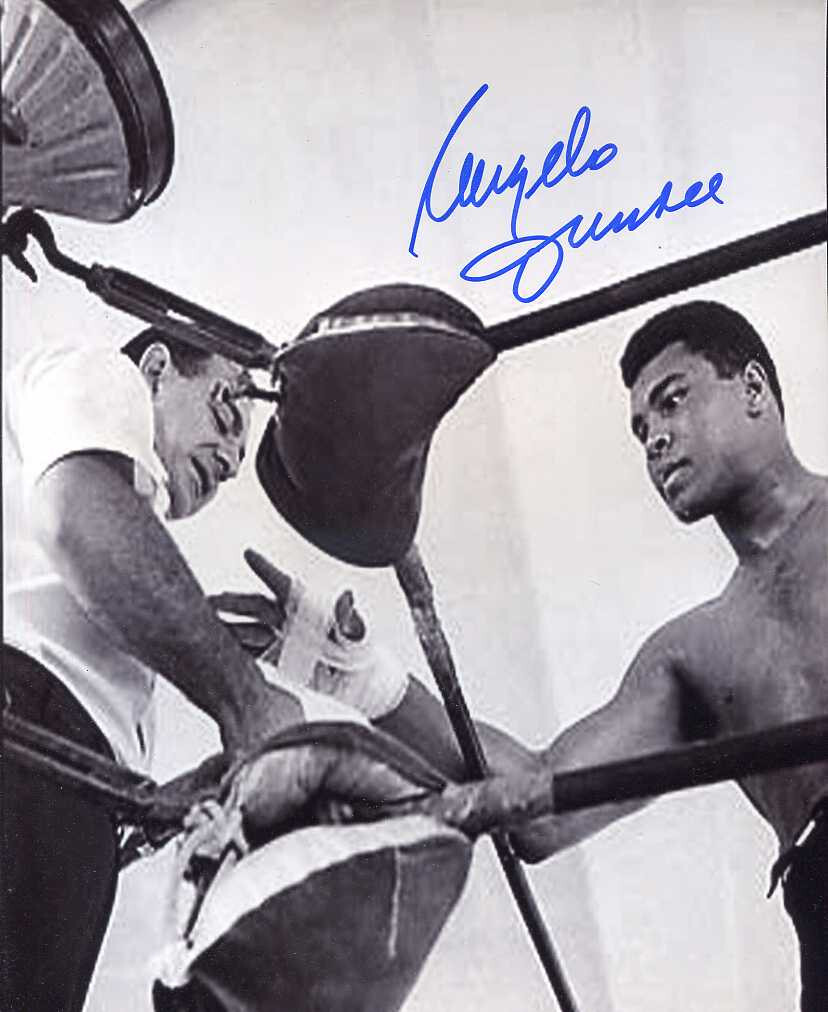 Angelo Dundee (d.) showing Muhammad Ali signed 8x10 photo INPERSON w/COA (ver.2)