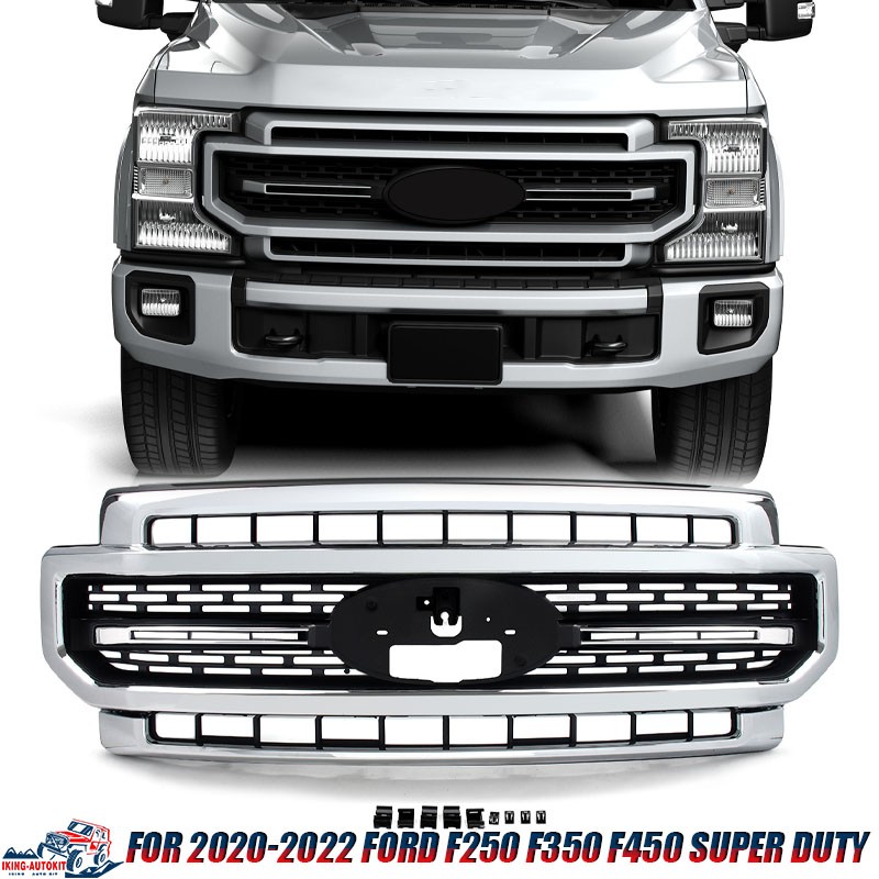 Chrome Front Grille For 2020-2022 Ford F250/F-250 F350/F-350 Super Duty Lariat
