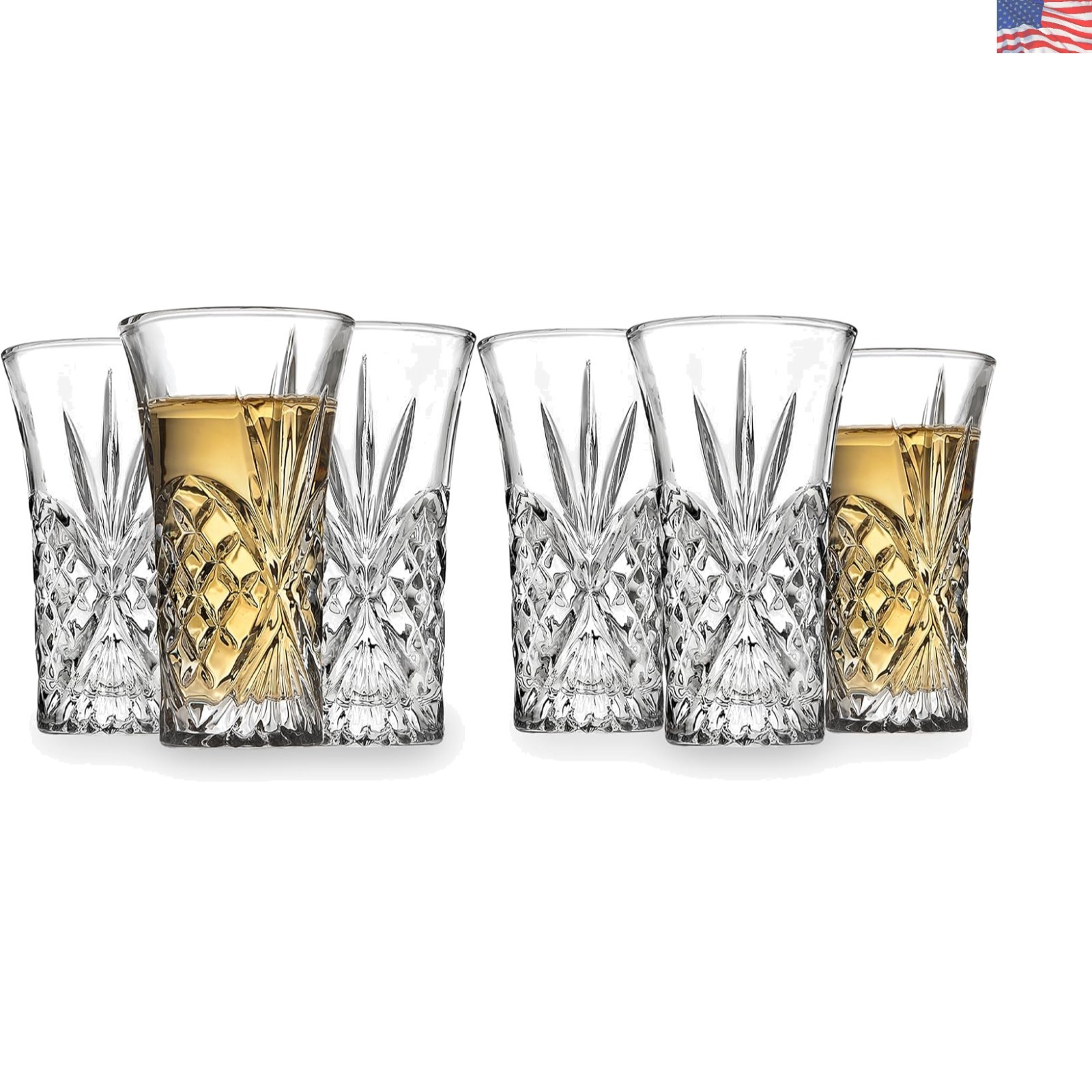 Modern Dublin Crystal Shot Glasses Set of 6 - 2 oz Perfect for Celebrations