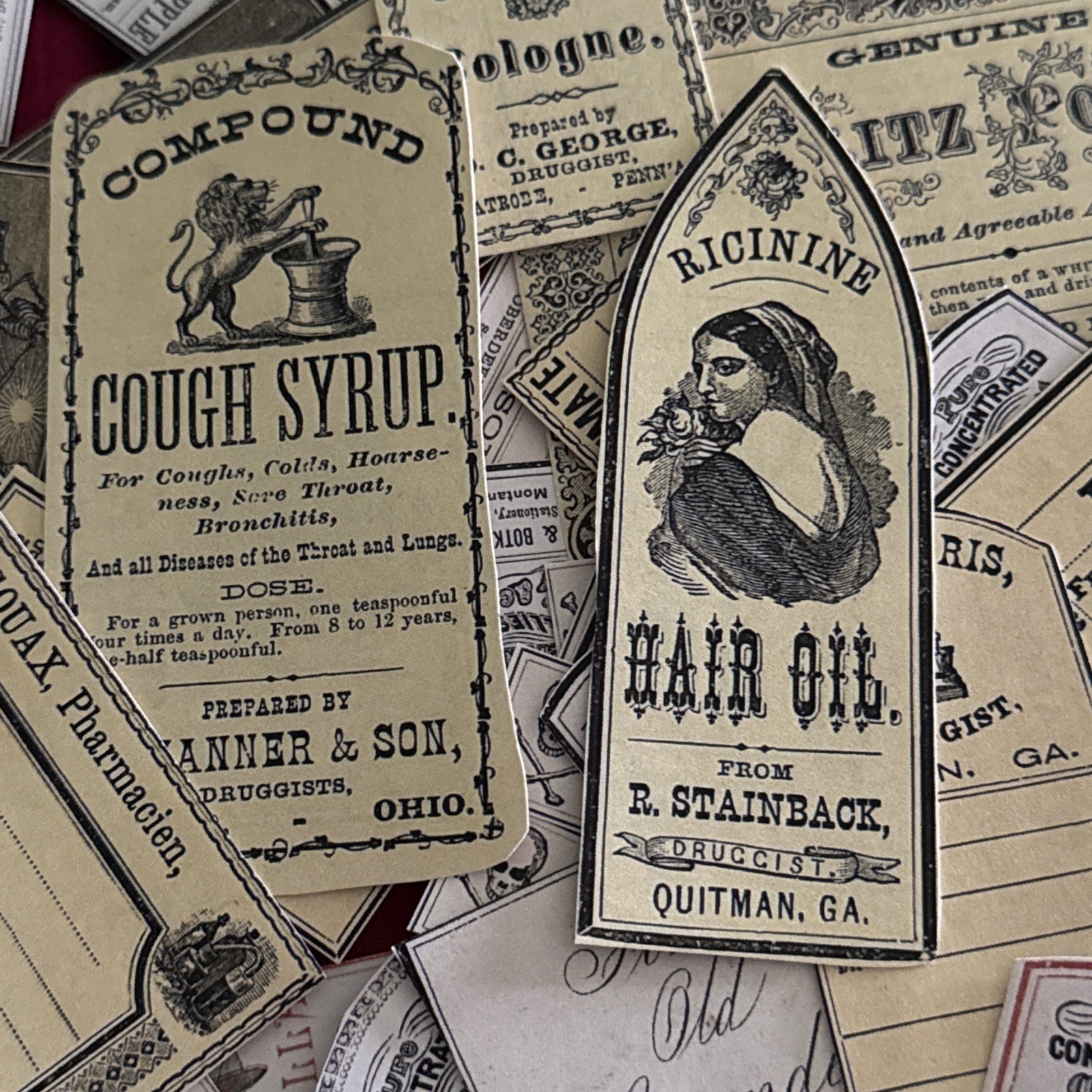 15 pcs  Lot Junk Journal Scrapbook Ephemera Apothecary, poison labels 