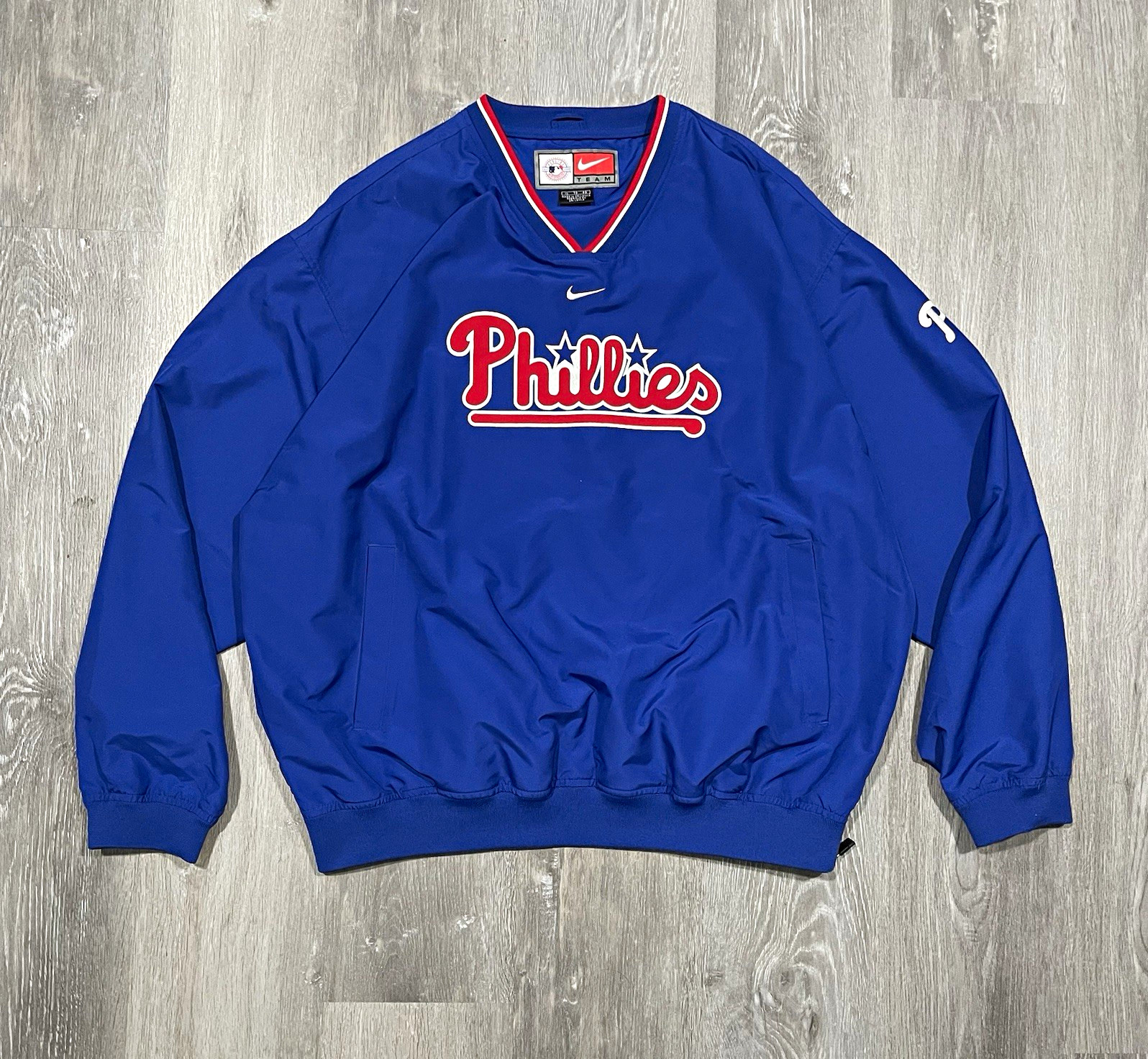 Vintage Nike Philadelphia Phillies MLB Pullover Jacket Blue Red White XL
