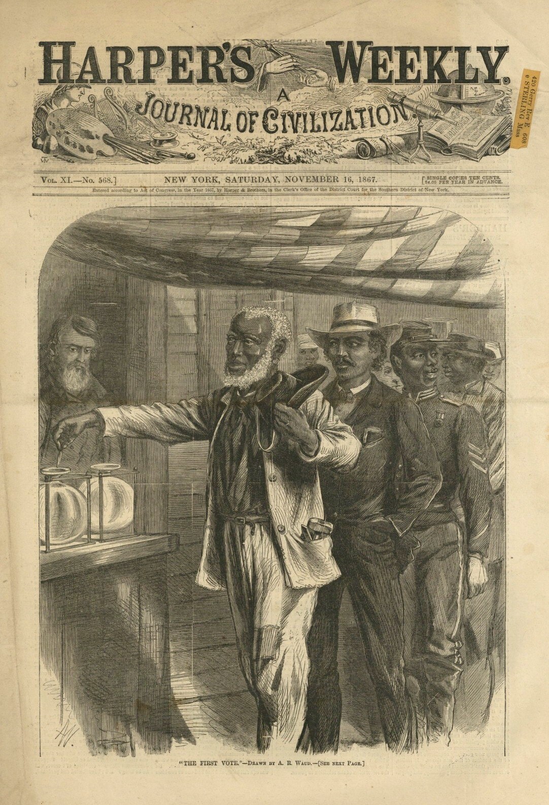 BLACK AMERICANA THE FIRST VOTE NEGRO BLACK MAN VOTING FREEDMEN RECONSTRUCTION