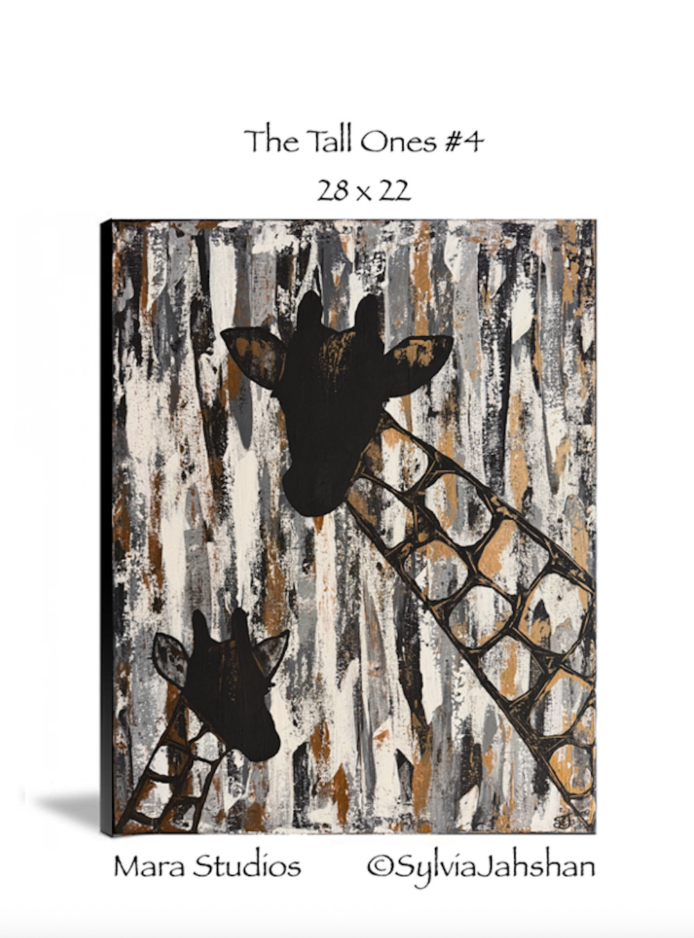 The Tall Ones (Giraffes) #4 Acrylic Painting Canvas -28x22-Abstract Silhouette