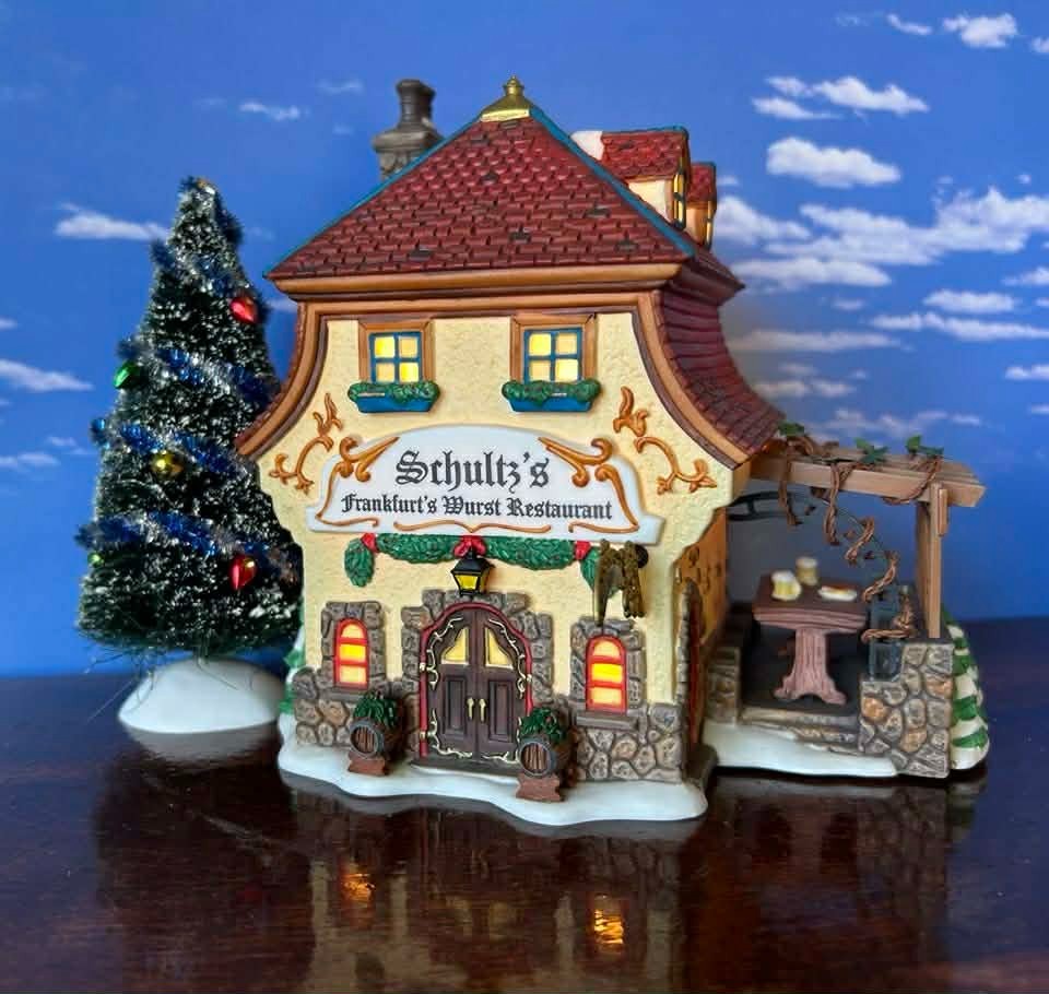 DEPT 56 Alpine Village SCHULTZ\'S - FRANKFURT\'S WURST RESTAURANT Beer Garden DEPT 56 Alpine Village SCHULTZ\'S - FRANKFURT\'S WURST RESTAURANT Beer Garden