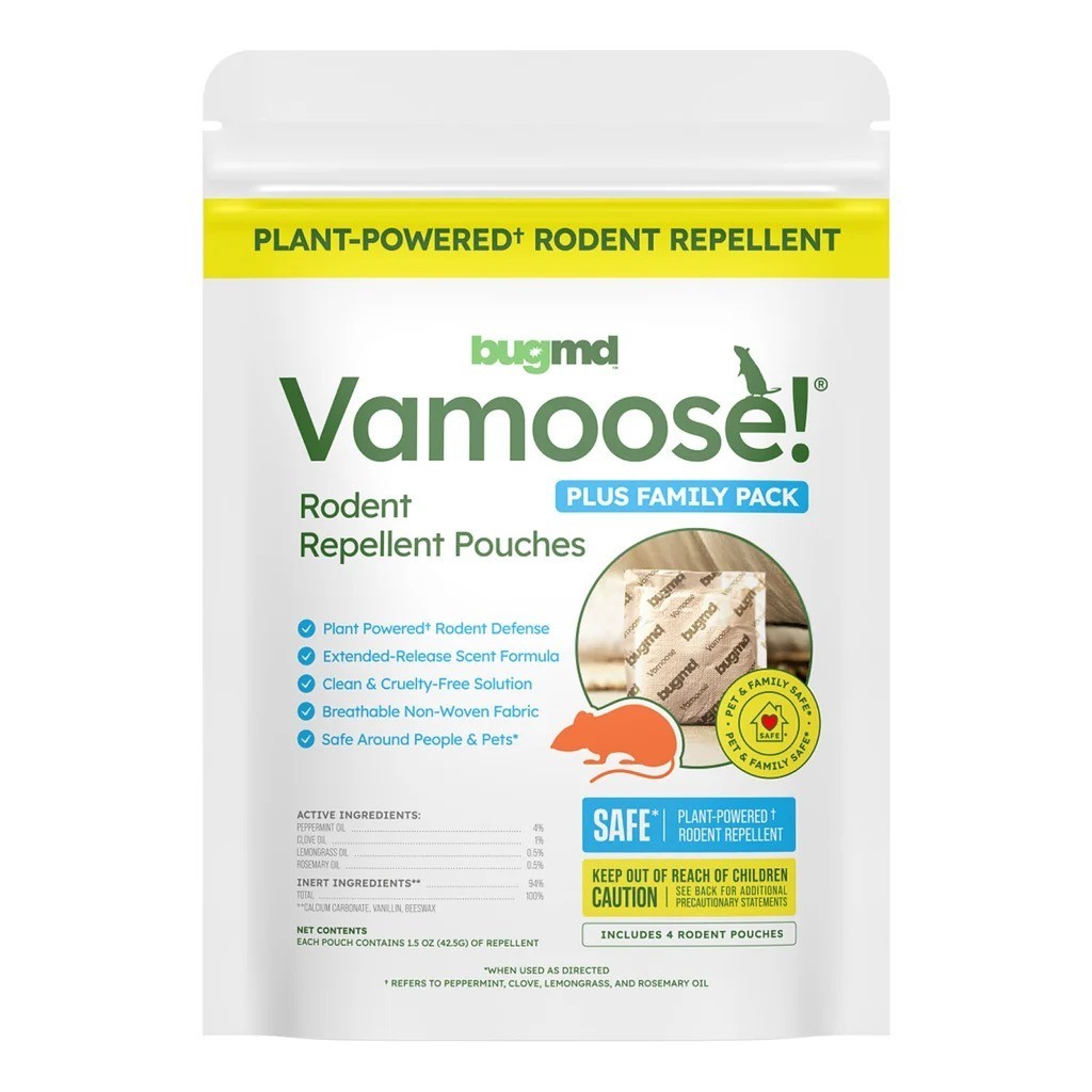 8/pk Vamoose Plus Rodent Repellent Pouches, Plant Scent Repels Rats & Mice BugMD 8/pk Vamoose Plus Rodent Repellent Pouches, Plant Scent Repels Rats & Mice BugMD