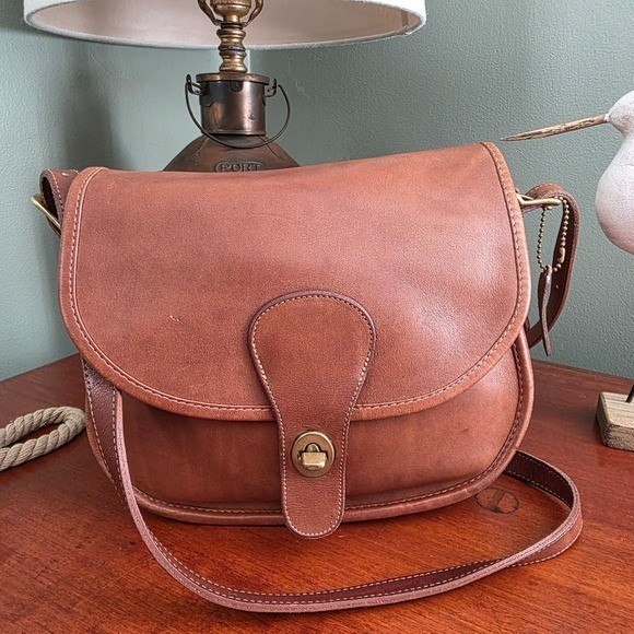 Coach 9535 Saddlery Bag Crossbody British Tan Leather Shoulder Bag Vintage