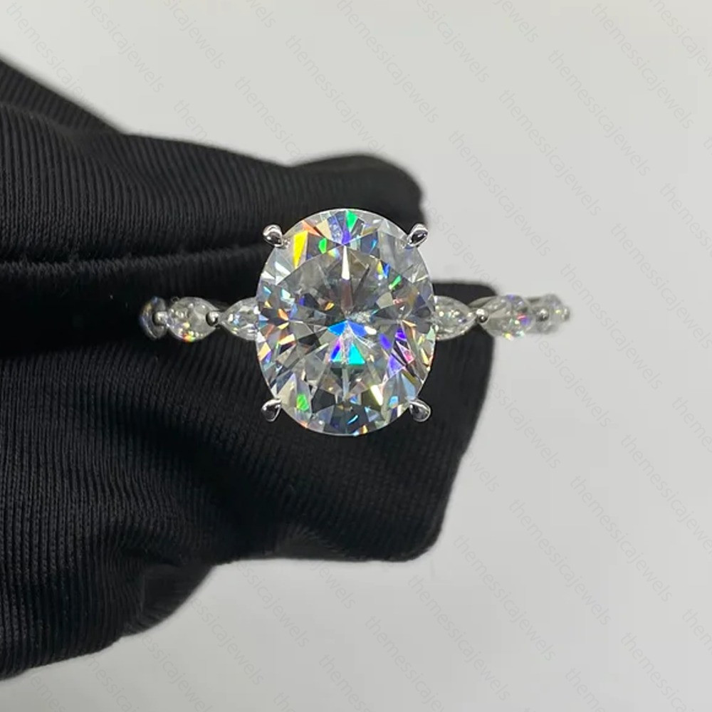 2.86Ctw Oval Cut Moissanite Hidden Halo Engagement Ring In14K White Gold Plated