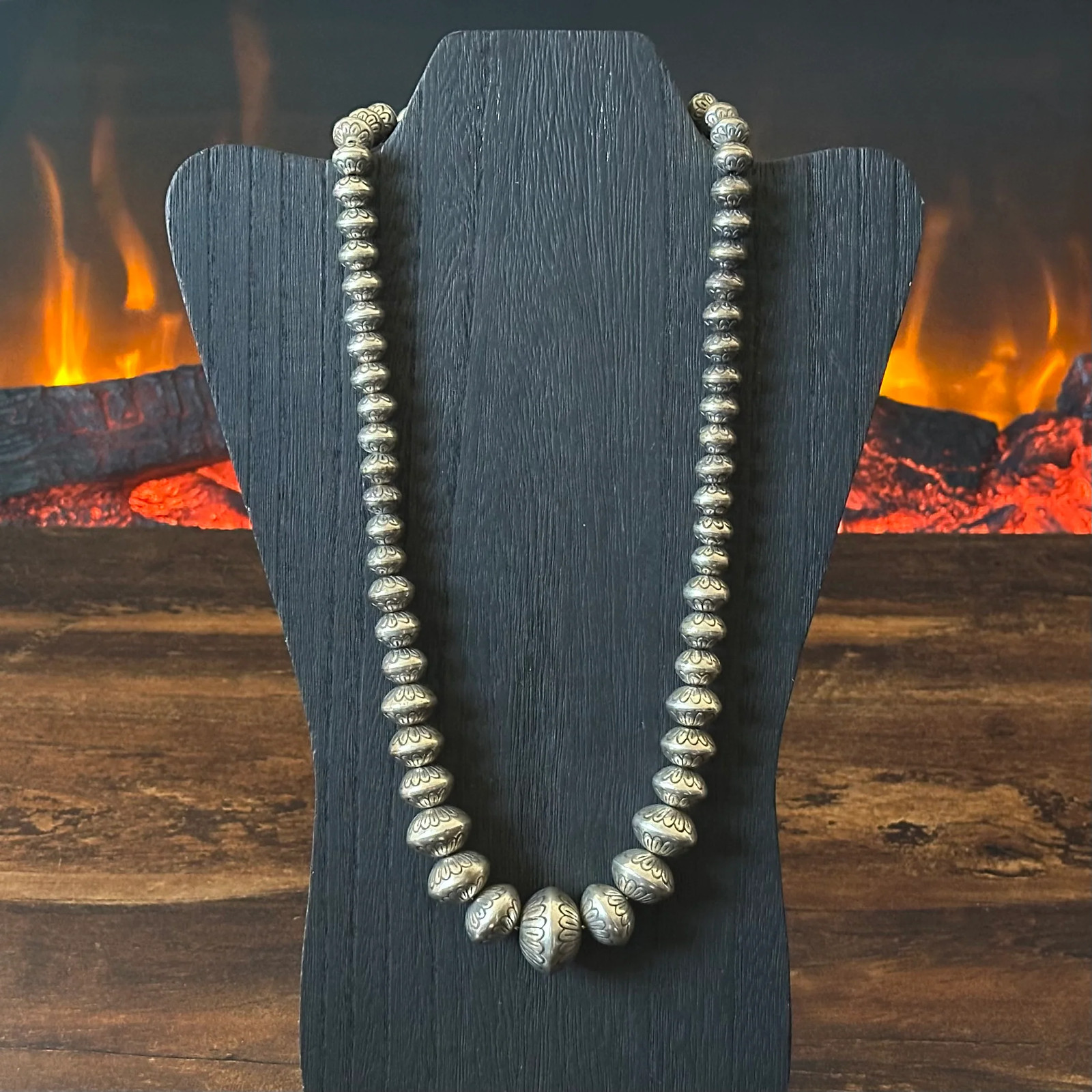 SW Signed Sterling Handmade Graduated Floral Pearl Necklace SW Signed Sterling Handmade Graduated Floral Pearl Necklace