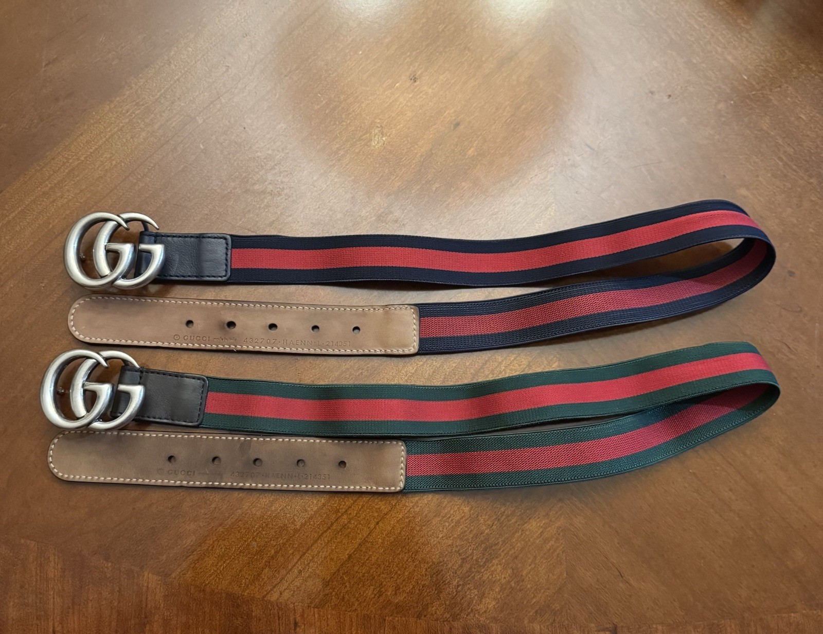 SET OF 2 Gucci Web Stripe HAENN Interlocking G Belt Kids Size L Italy 24.5-27.5