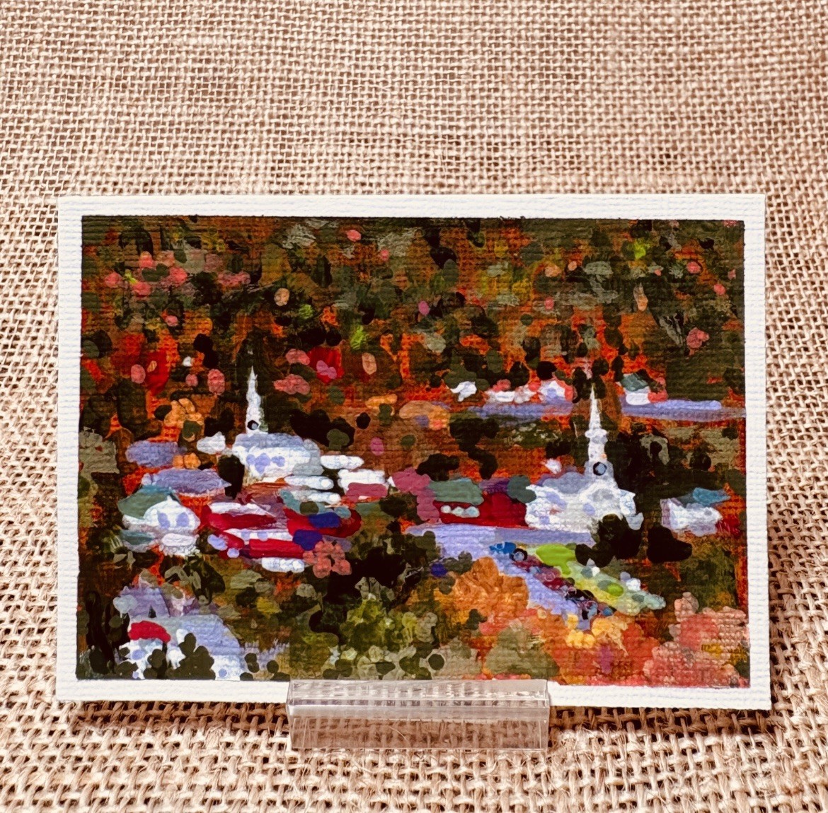 ACEO Original, Landscape, Gilmore Girls, Stars Hollow, Autumn, Fall, Painting
