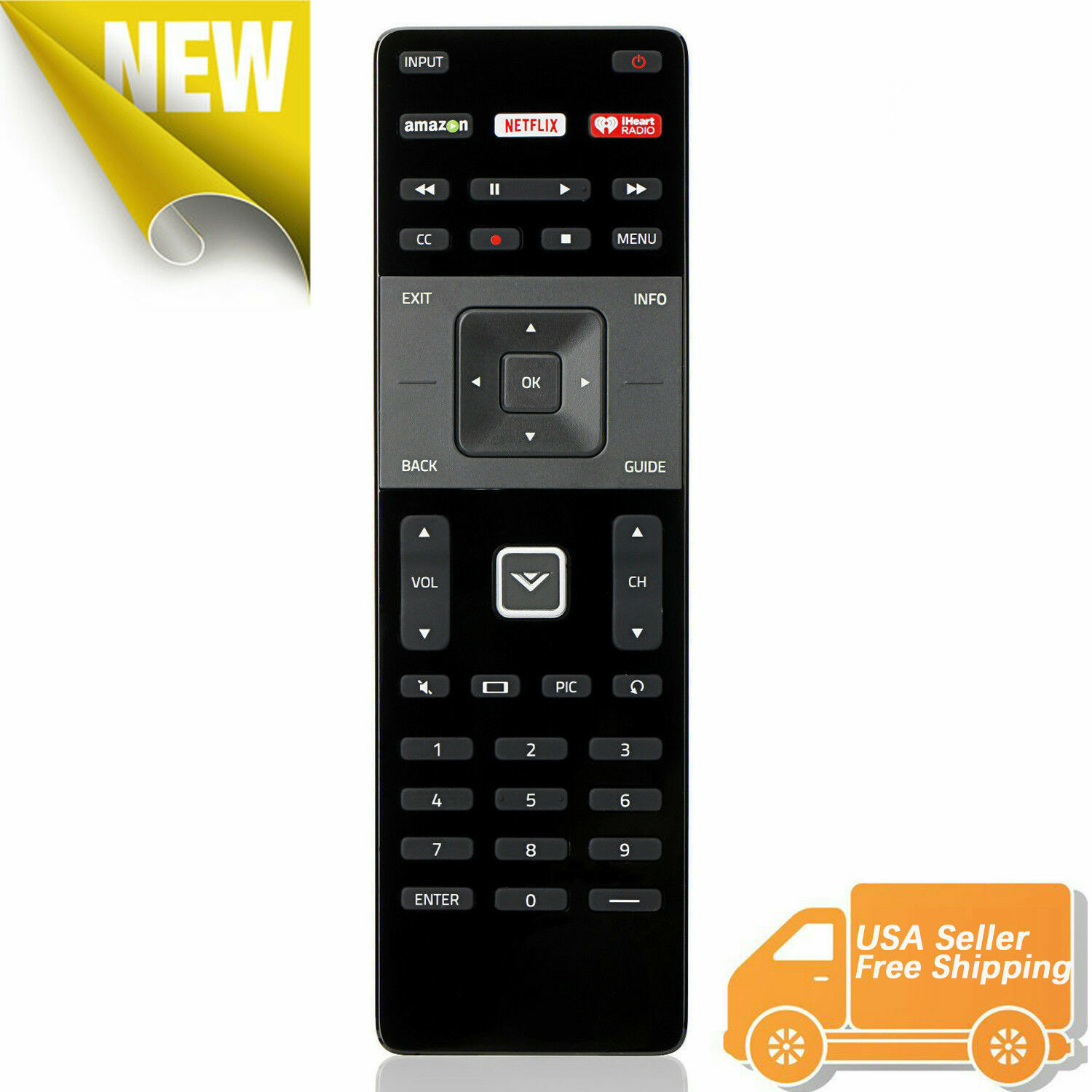 XRT122 for Smart TV Vizio Remote Control w Amazon Netflix iHeart Radio APP Key XRT122 for Smart TV Vizio Remote Control w Amazon Netflix iHeart Radio APP Key