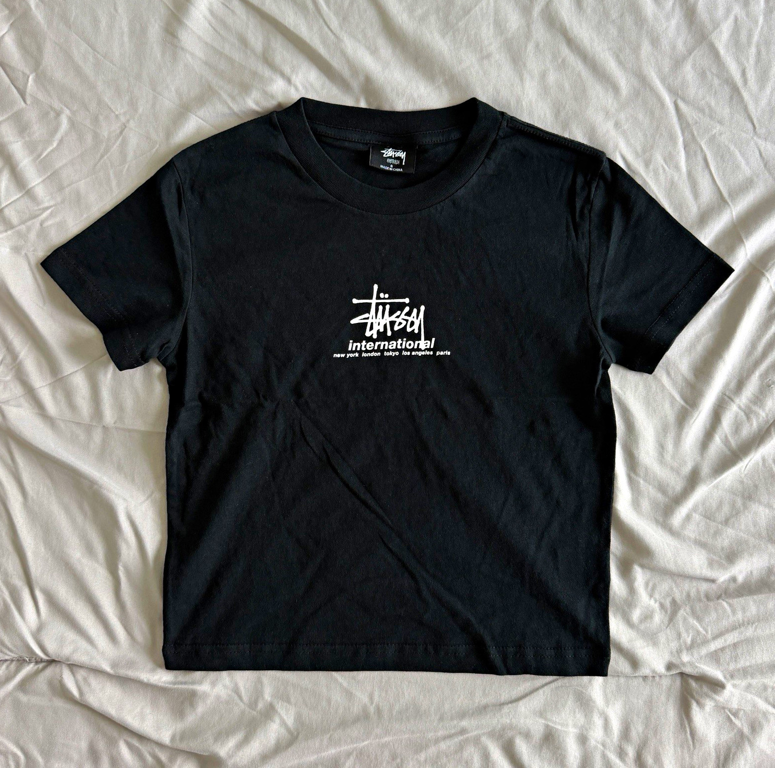 💣Stüssy AU International Slim T-Shirt Black Women’s Size 6/XS Brand New 