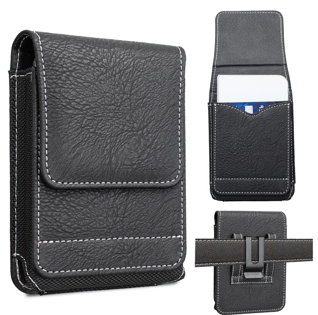 For iPhone Duo Holster PU Leather Wallet Card Holder Case