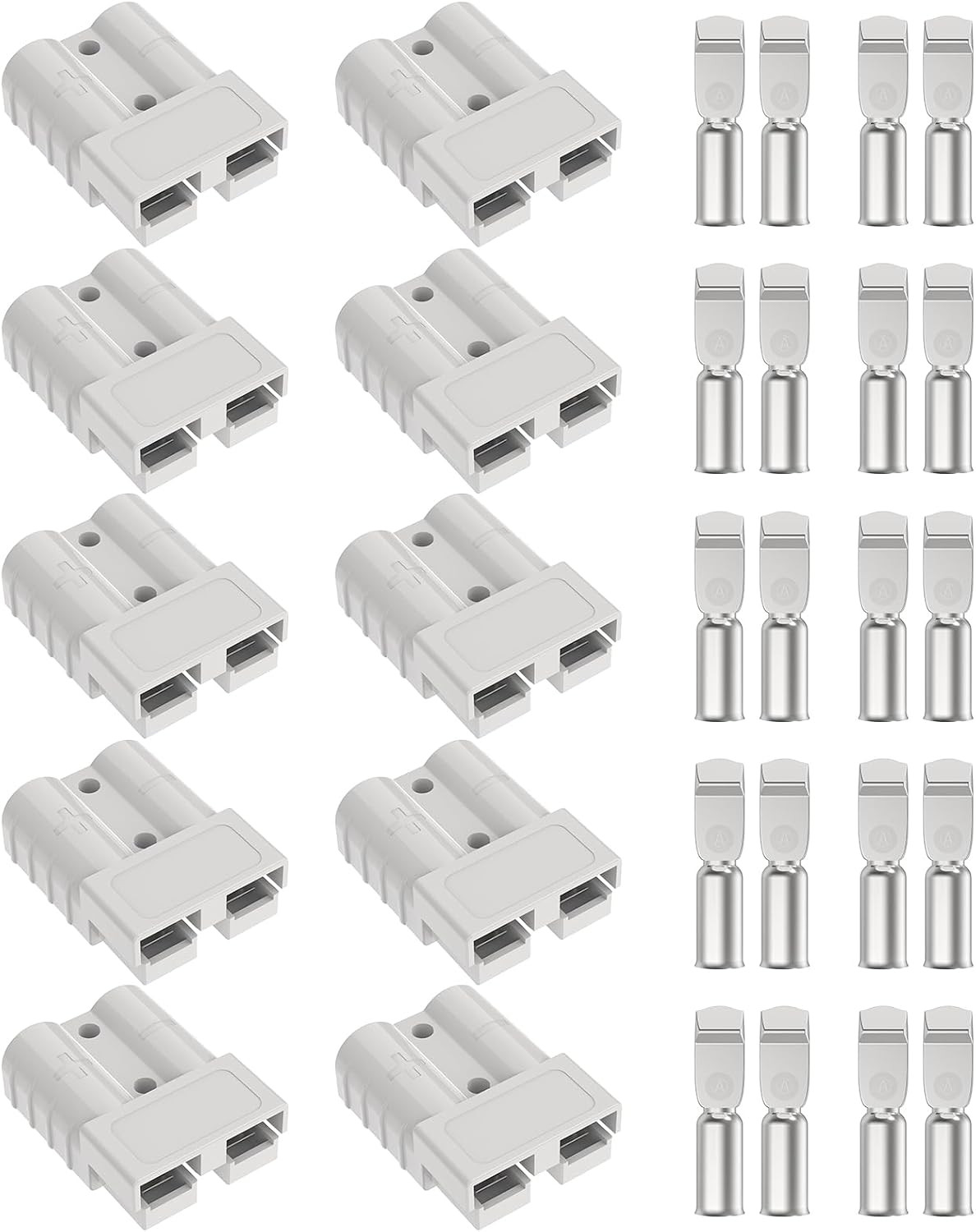 Anderson Connector 50A-600V with 6-12 Gauge, Gray 10PCS Battery Quick