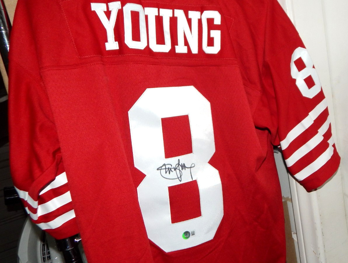 STEVE YOUNG Signed Mitchell & Ness 1990 #8 SF 49ers NFL Football Jersey Beckett